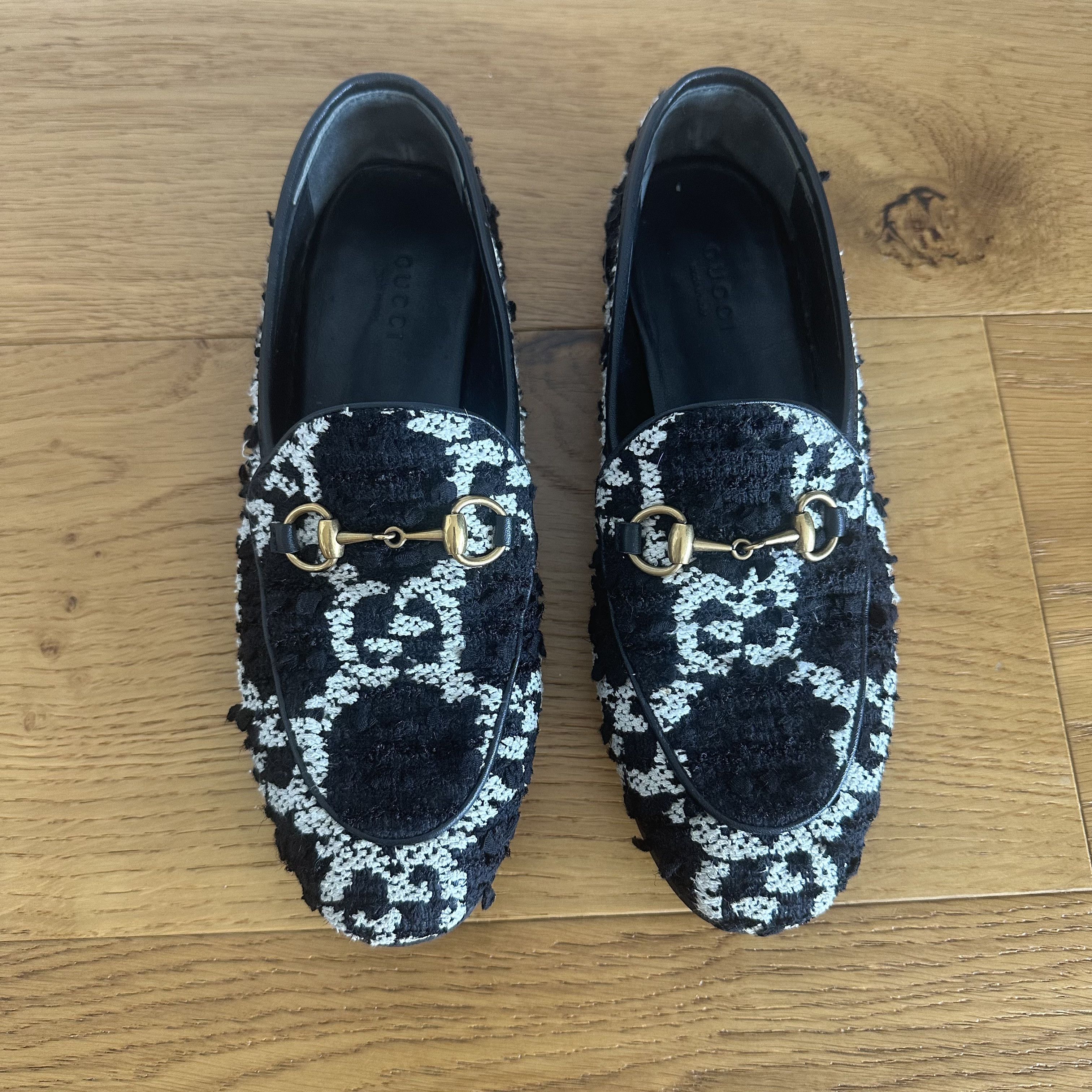 Gucci GUCCI Jordaan loafers in black and white GG Tweed Size US 6.5 / IT 36.5 - 3 Thumbnail