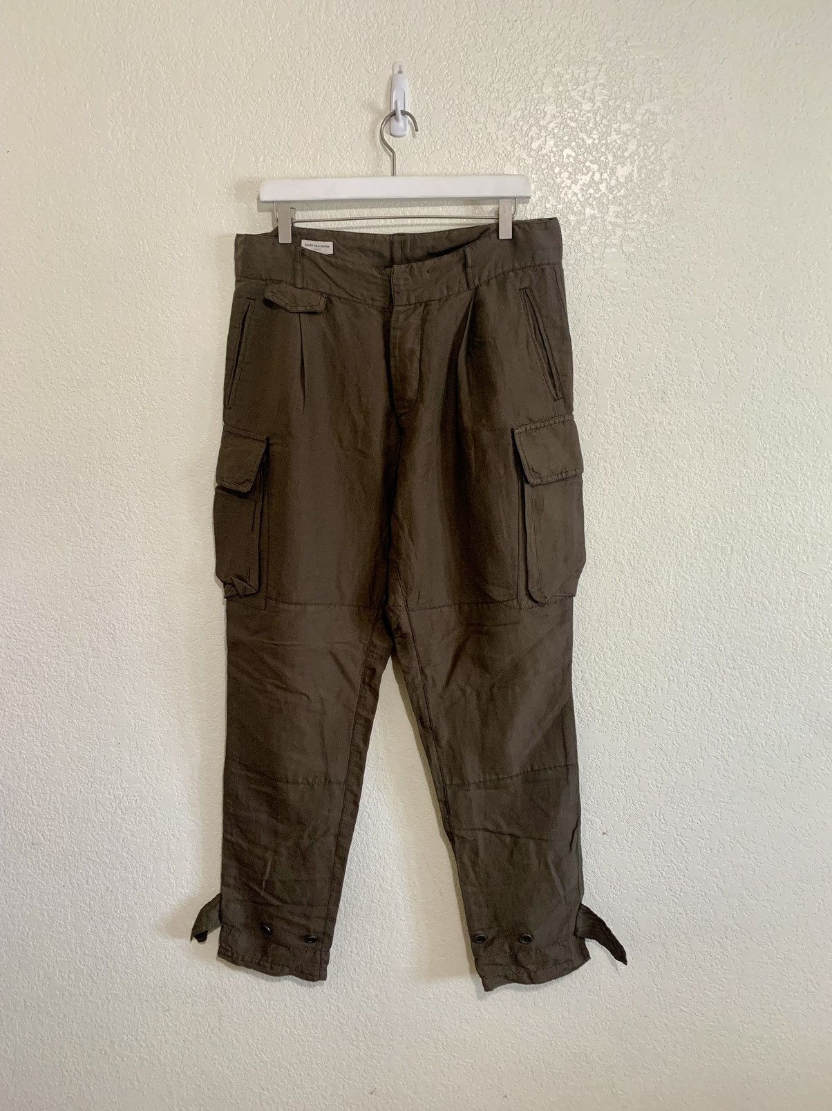 image of Dries Van Noten Linen Cargo Pants in Brown, Men's (Size 34)