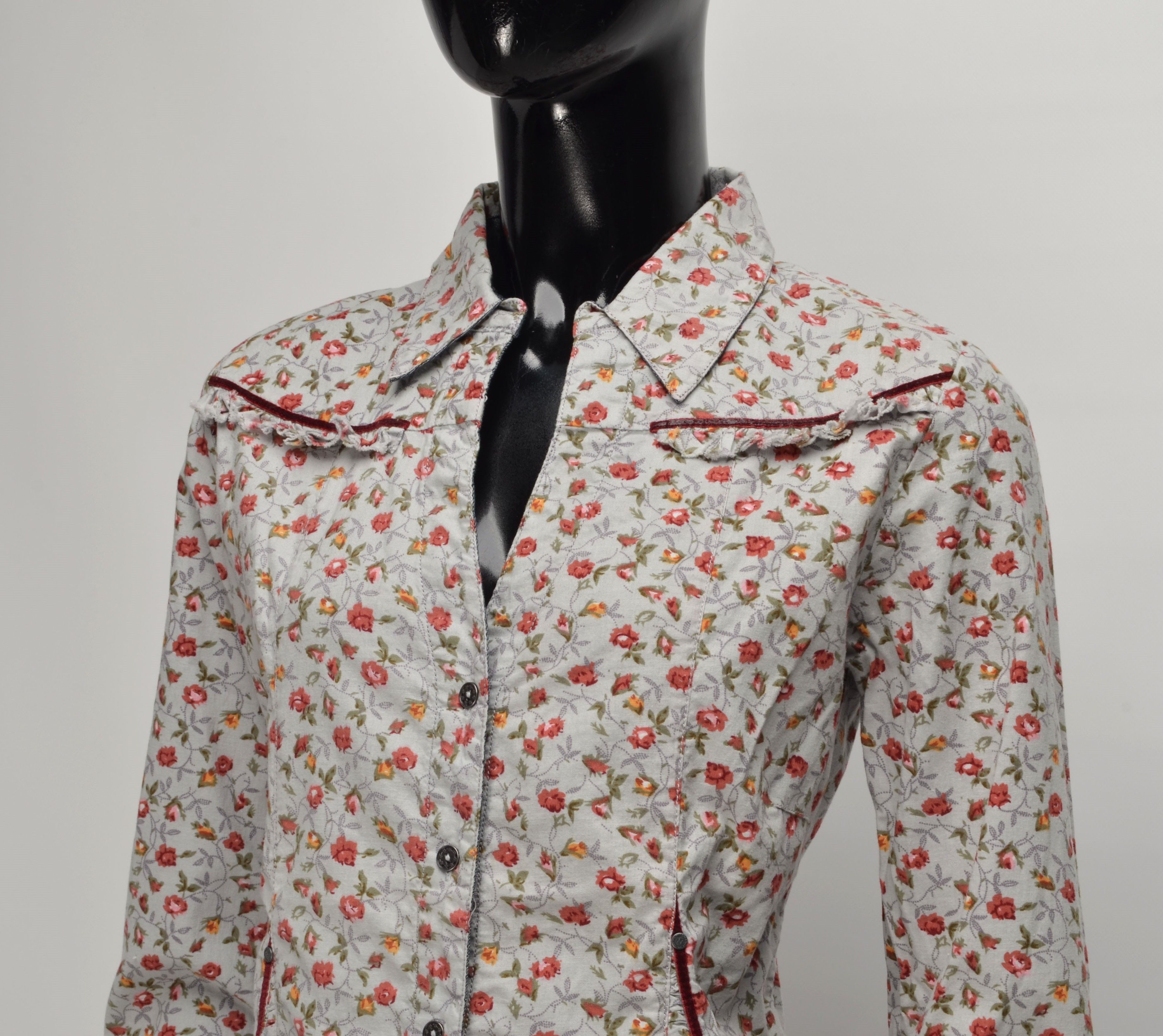 Designer × Vintage Nile Atelier Y2K Cottagecore Western Floral Shirt Size S / US 4 / IT 40 - 2 Thumbnail