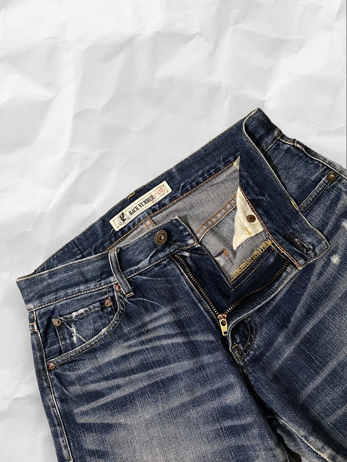 If Six Was Nine × Japanese Brand × Vintage Back Number Japan Distressed Dark Blue Wash Denim Jeans Size US 34 / EU 50 - 15 Thumbnail