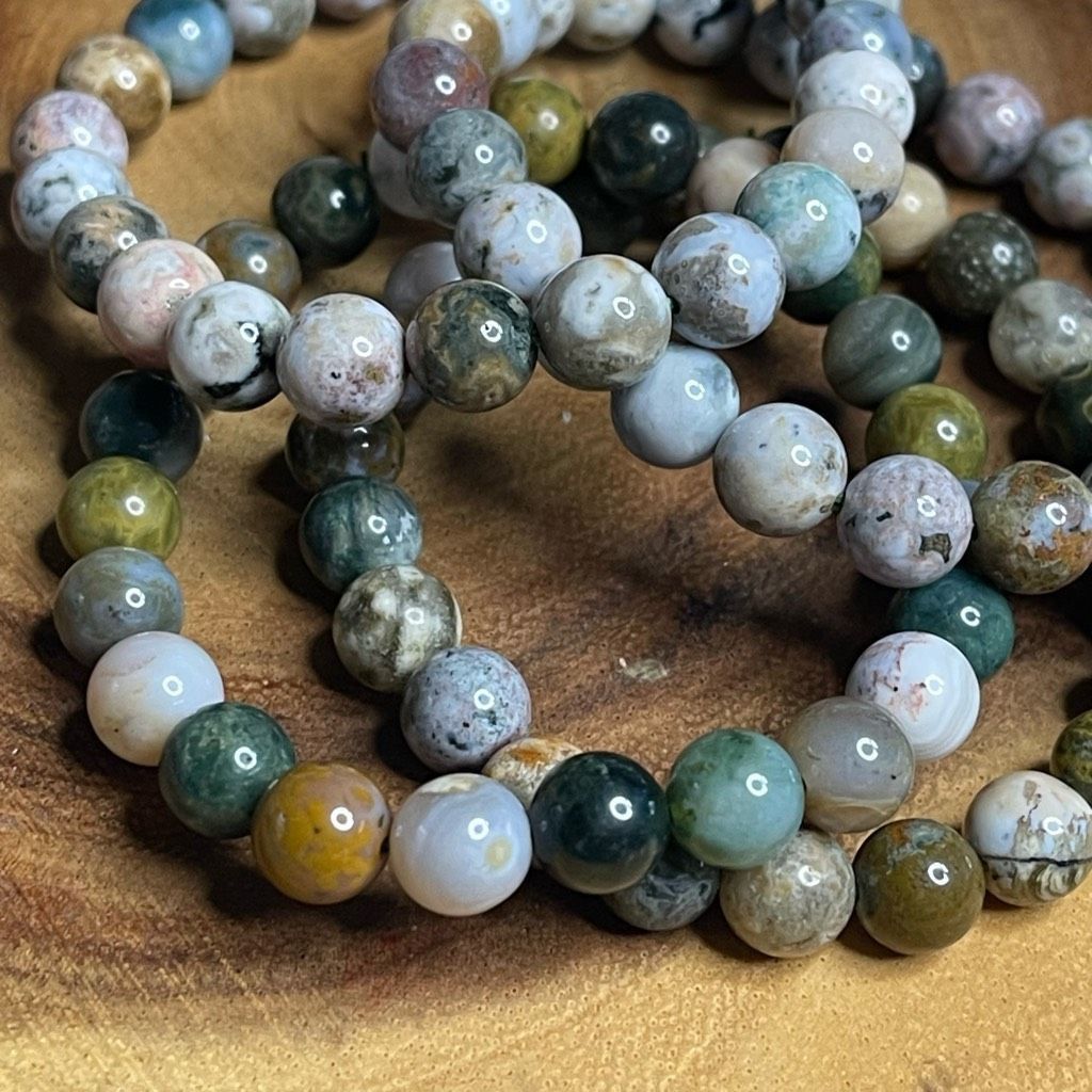 Other Ocean jasper beaded stretch bracelet ONE NEW reiki meditation crystal healing 8mm Size ONE SIZE - 3 Thumbnail