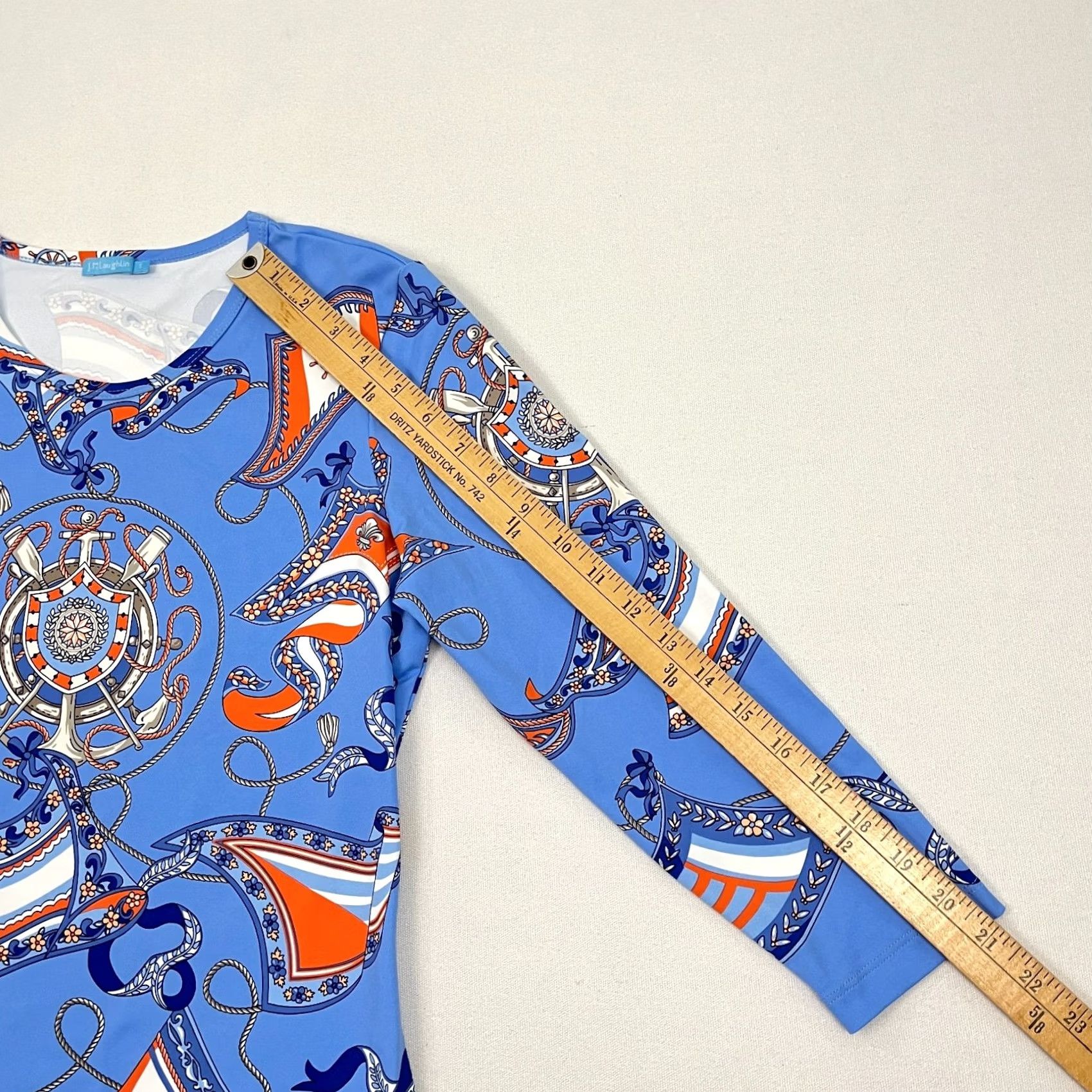 J.McLaughlin VINTAGE J. McLaughlin Womens Small Blue Nautical Coastal Sailing Flags Rope Blouse Shirt Size S / US 4 / IT 40 - 4 Thumbnail