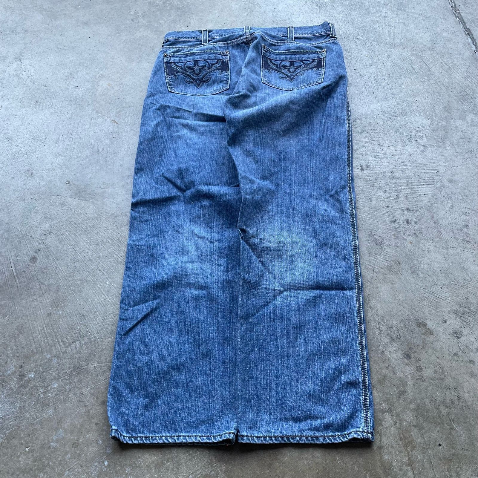 Vintage VINTAGE Y2K EMBROIDERED JEANS MEGA BAGGY JNCO-LIKE 36X30 Size US 36 / EU 52 - 1 Thumbnail
