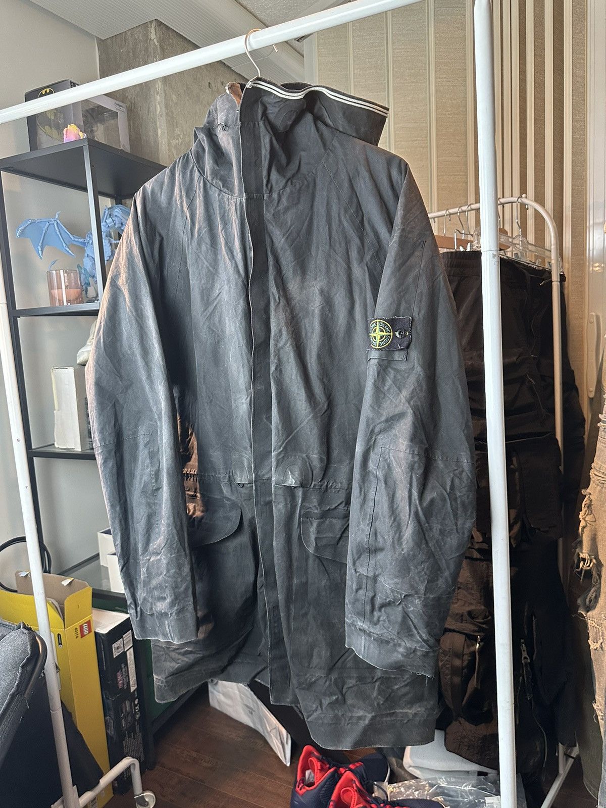 Image of Vintage Stone Island Coat 90's in Black, Men's (Size XL)