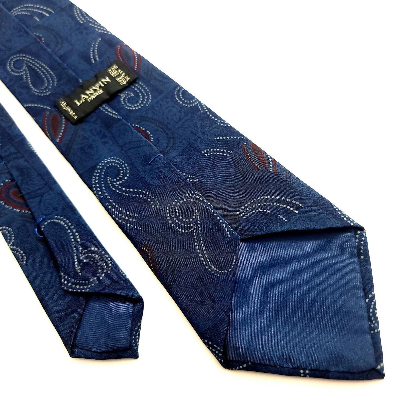 Lanvin Lanvin Paisley Print Blue Short Silk Tie Size ONE SIZE - 4 Thumbnail