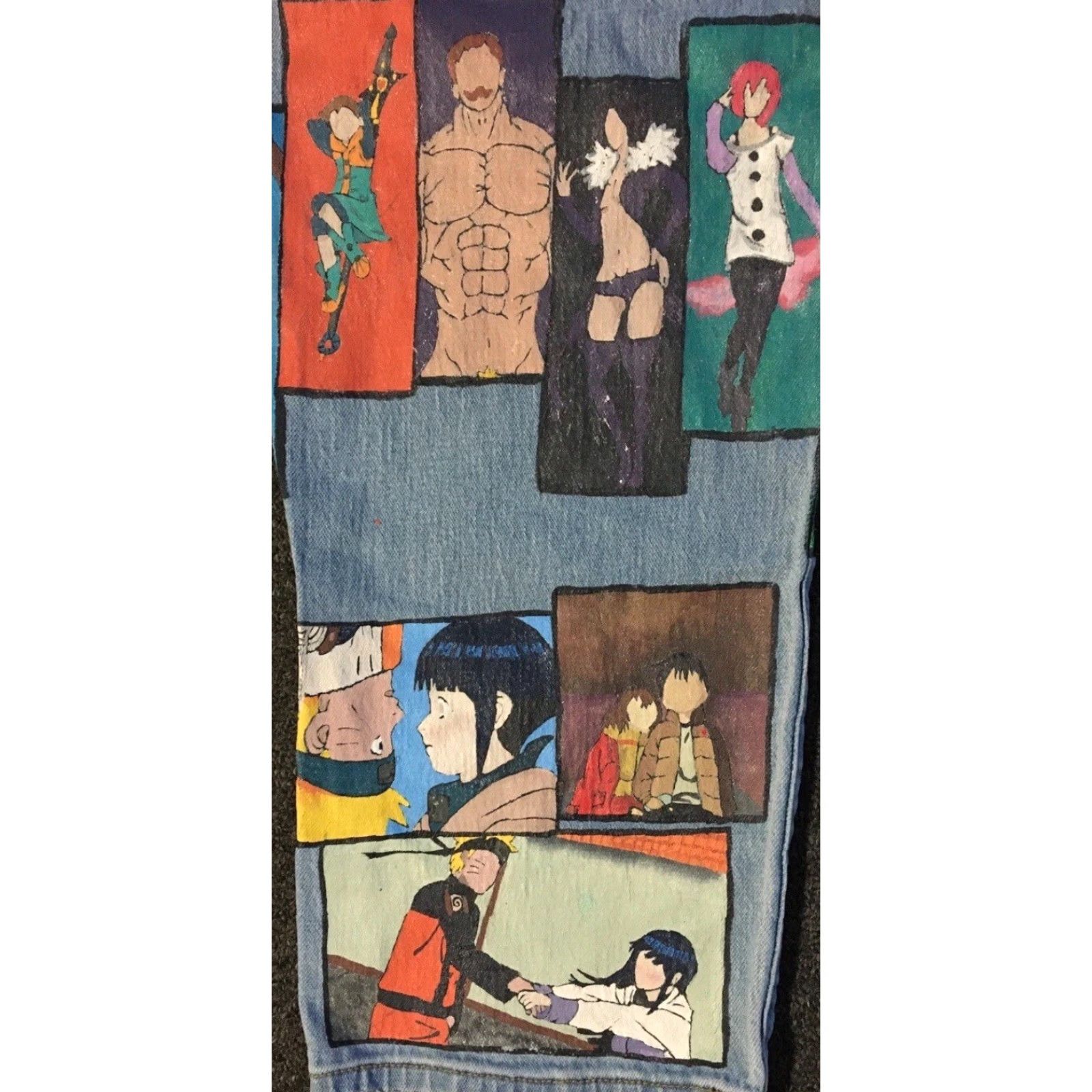 Vintage Vtg Custom Painted Anime Faded Distress Jeans 26 Naruto One Piece Manga Grunge Size 26" / US 2 / IT 38 - 7 Thumbnail