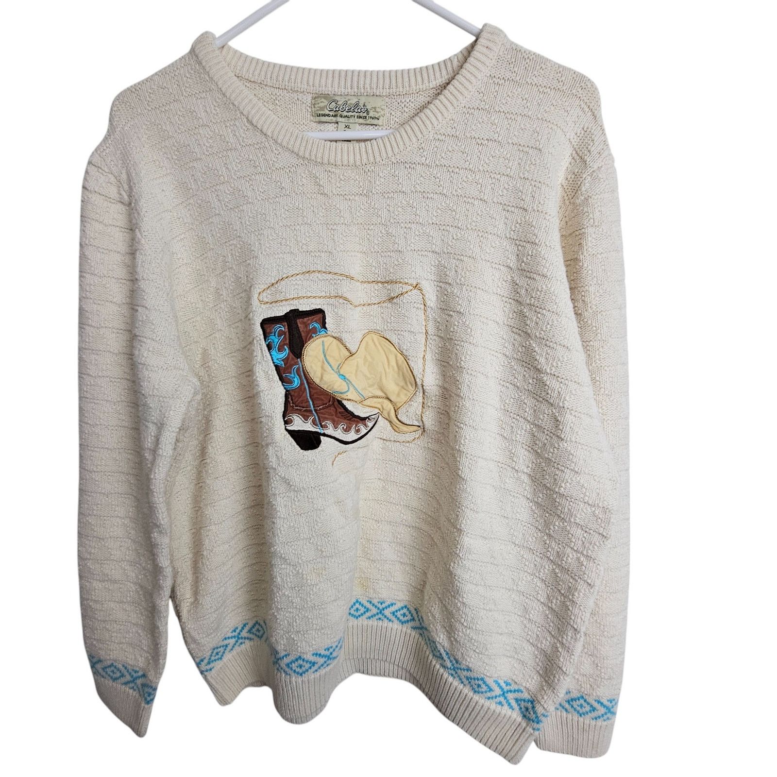 Cabelas Cabelas Womens Cowboy Print Knit Pullover Sweater XL Western Size XL / US 12-14 / IT 48-50 - 1 Thumbnail