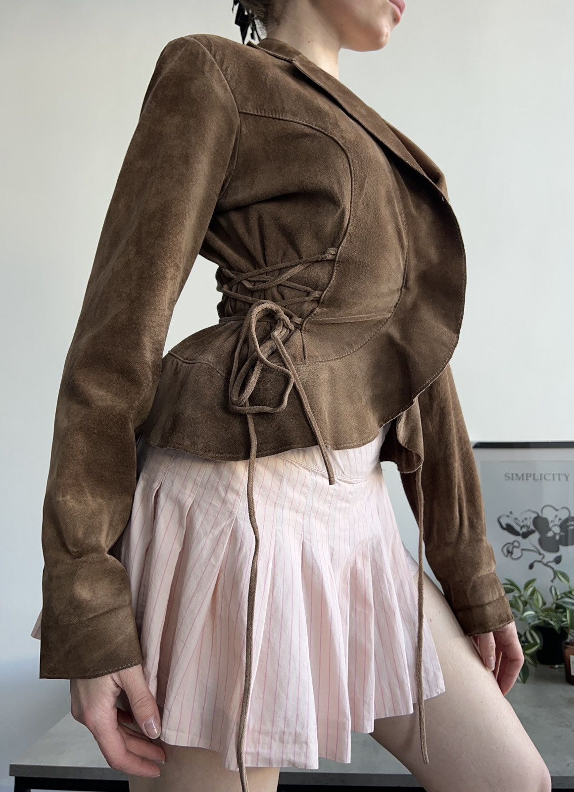 Japanese Brand × Vintage Suede Beautiful Rare Vintage Leather Jacket Brown Y2K Size S / US 4 / IT 40 - 5 Thumbnail