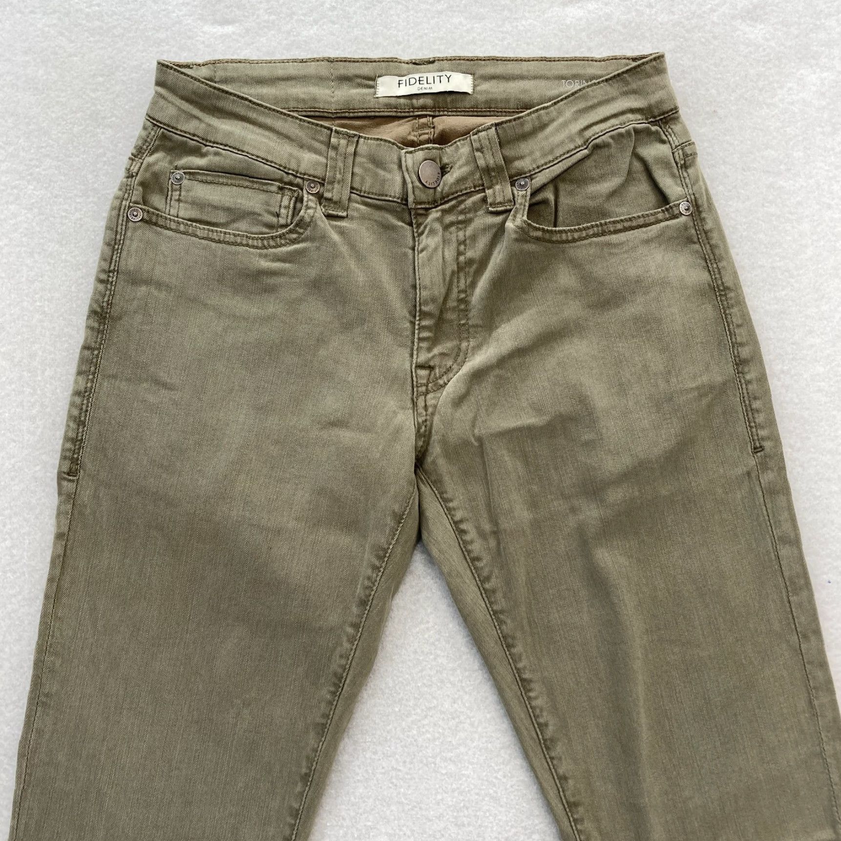 Vintage Fidelity Denim Torino Jeans Mens 29x34 Slim Fit Green Cedar Lumino Wash Denim Straight 5-Pocket Slim Mens Size US 29 - 2 Thumbnail