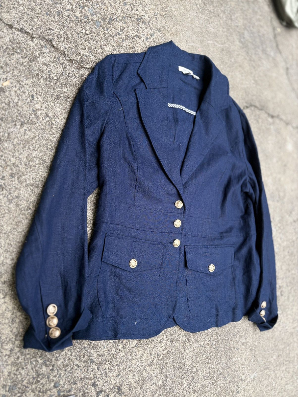 Other Navy 100% Linen Blazer Size M / US 6-8 / IT 42-44 - 2 Thumbnail