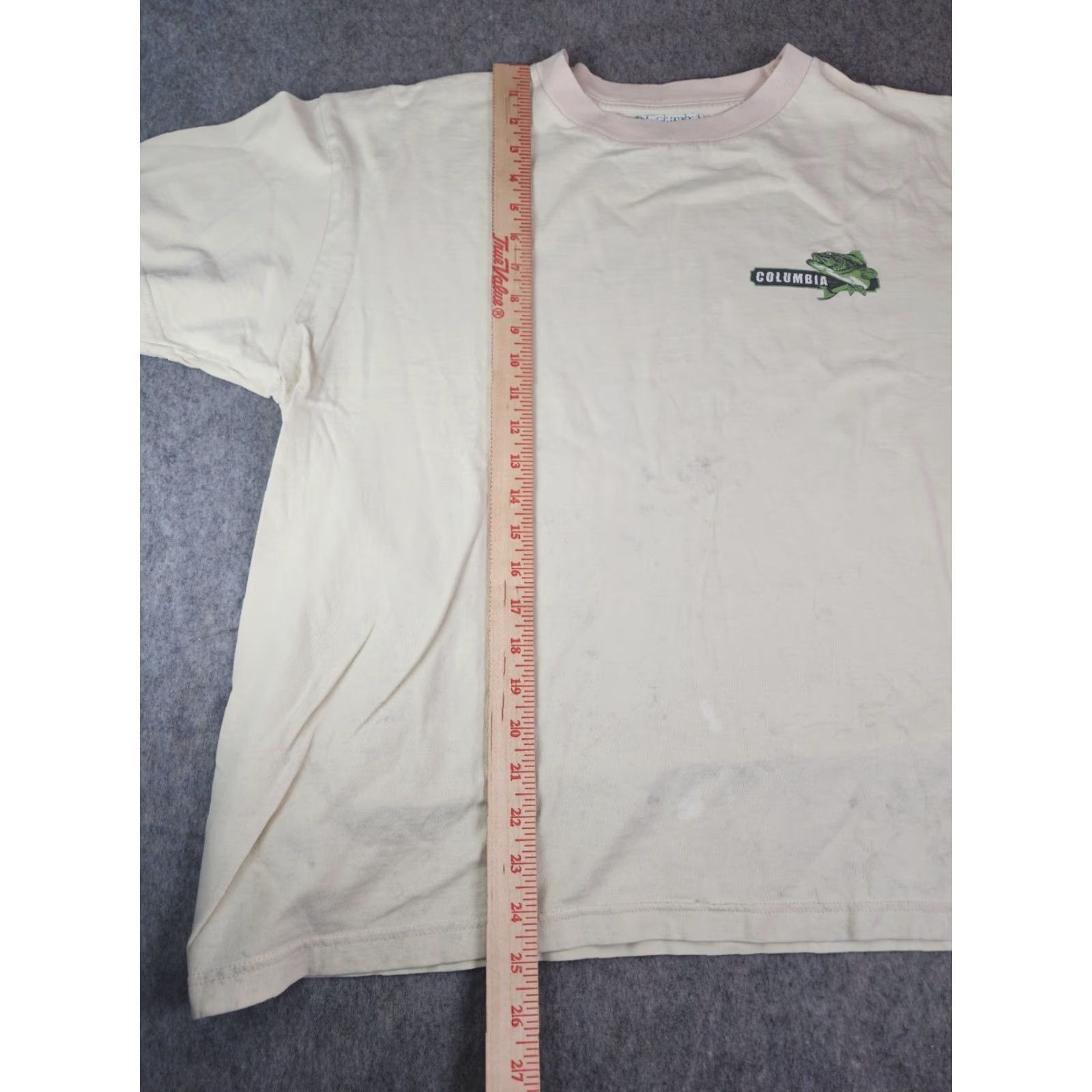 Vintage Columbia Mens T Shirt Large Short Sleeve Lost Cause Fishing Distressed Ivory Cap Sleeve Crew Neck Regular Fit Cotton Size US L / EU 52-54 / 3 - 7 Thumbnail