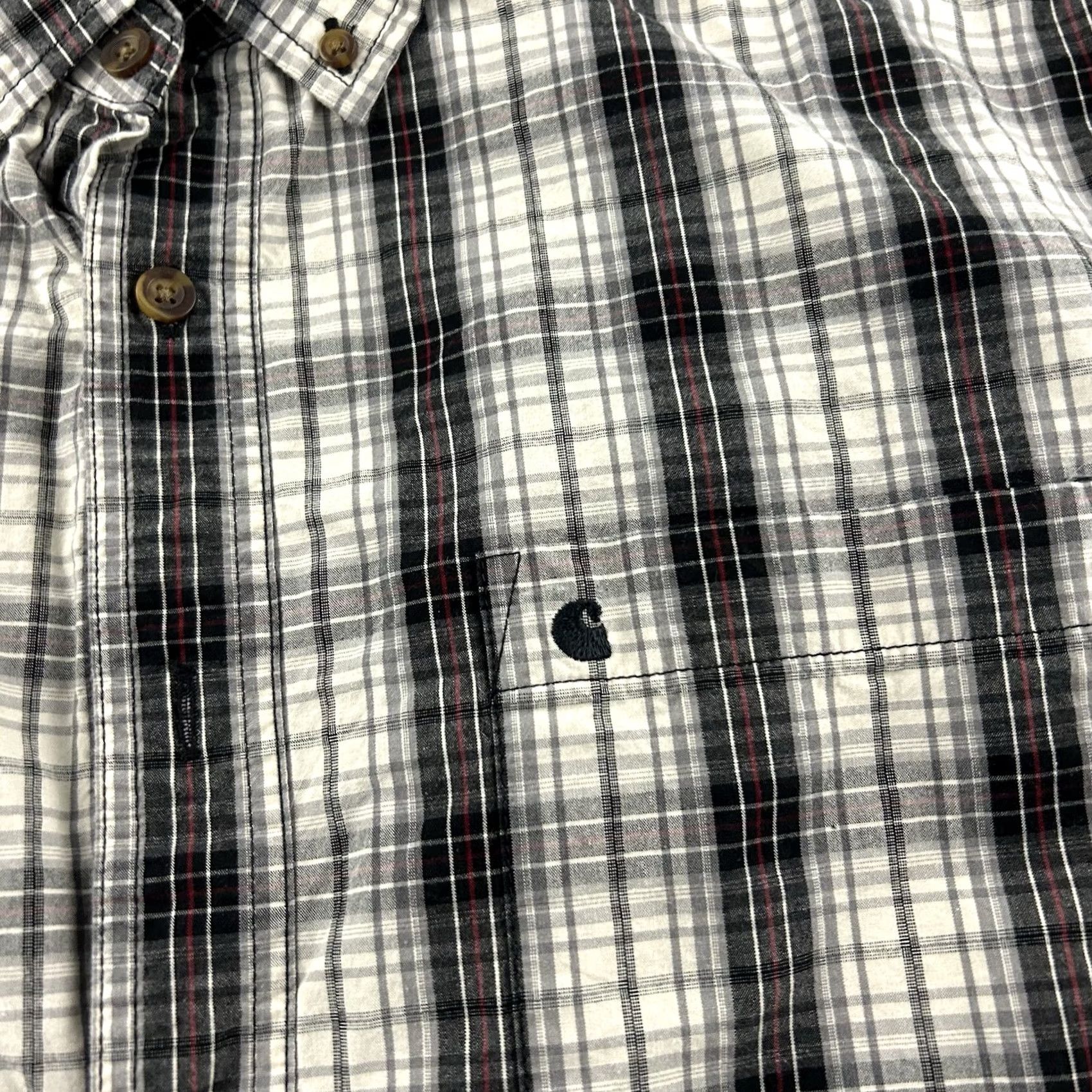 Carhartt Carhartt Button-Up Shirt Plaid Short Sleeve Men's Large Tall Gray Relaxed Fit Size US L / EU 52-54 / 3 - 2 Thumbnail