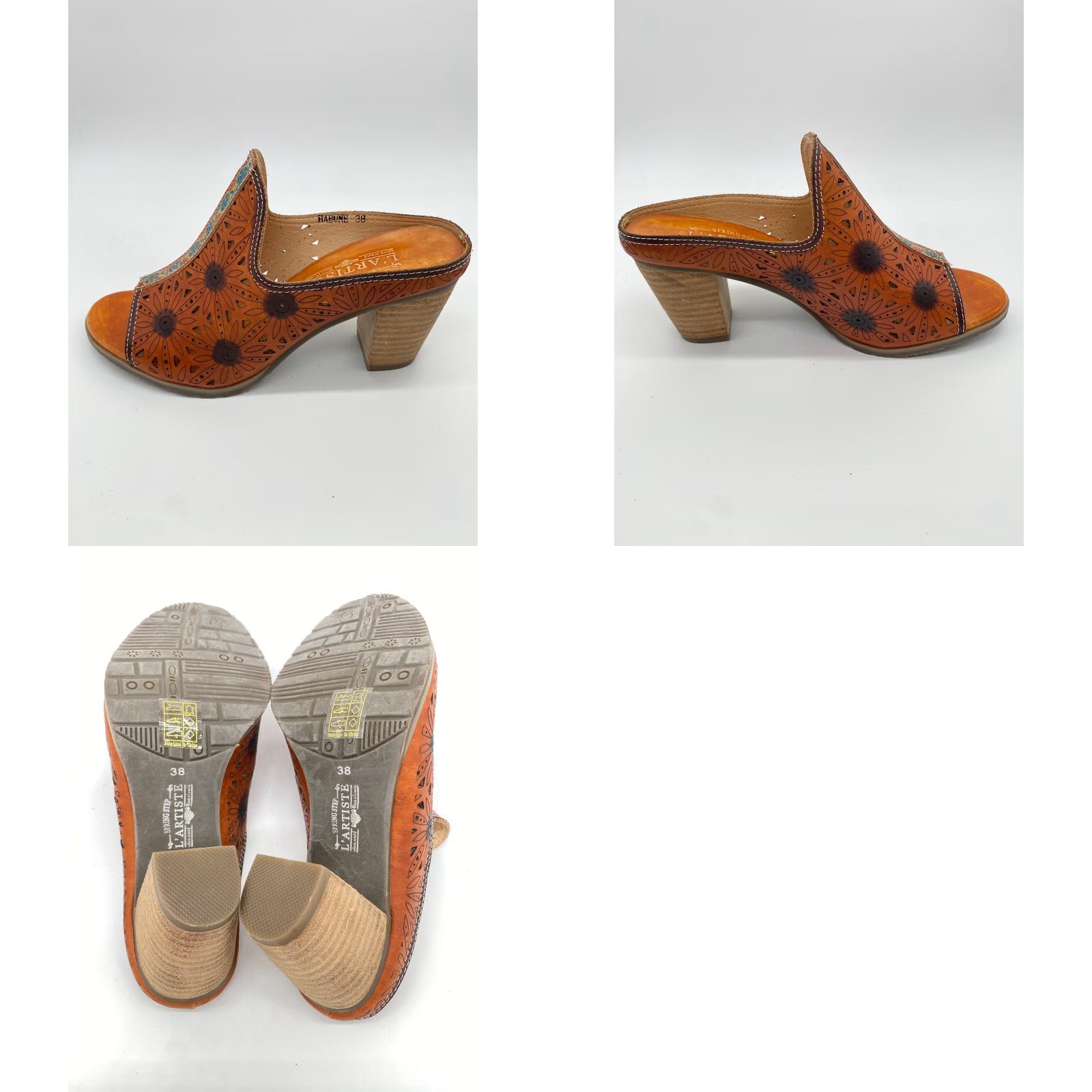 Vintage Spring Step L’artiste X Floral Sandal Women Leather Brown Size 38 US 7.5 Slip-On Shoes Size US 8 / IT 38 - 8 Thumbnail