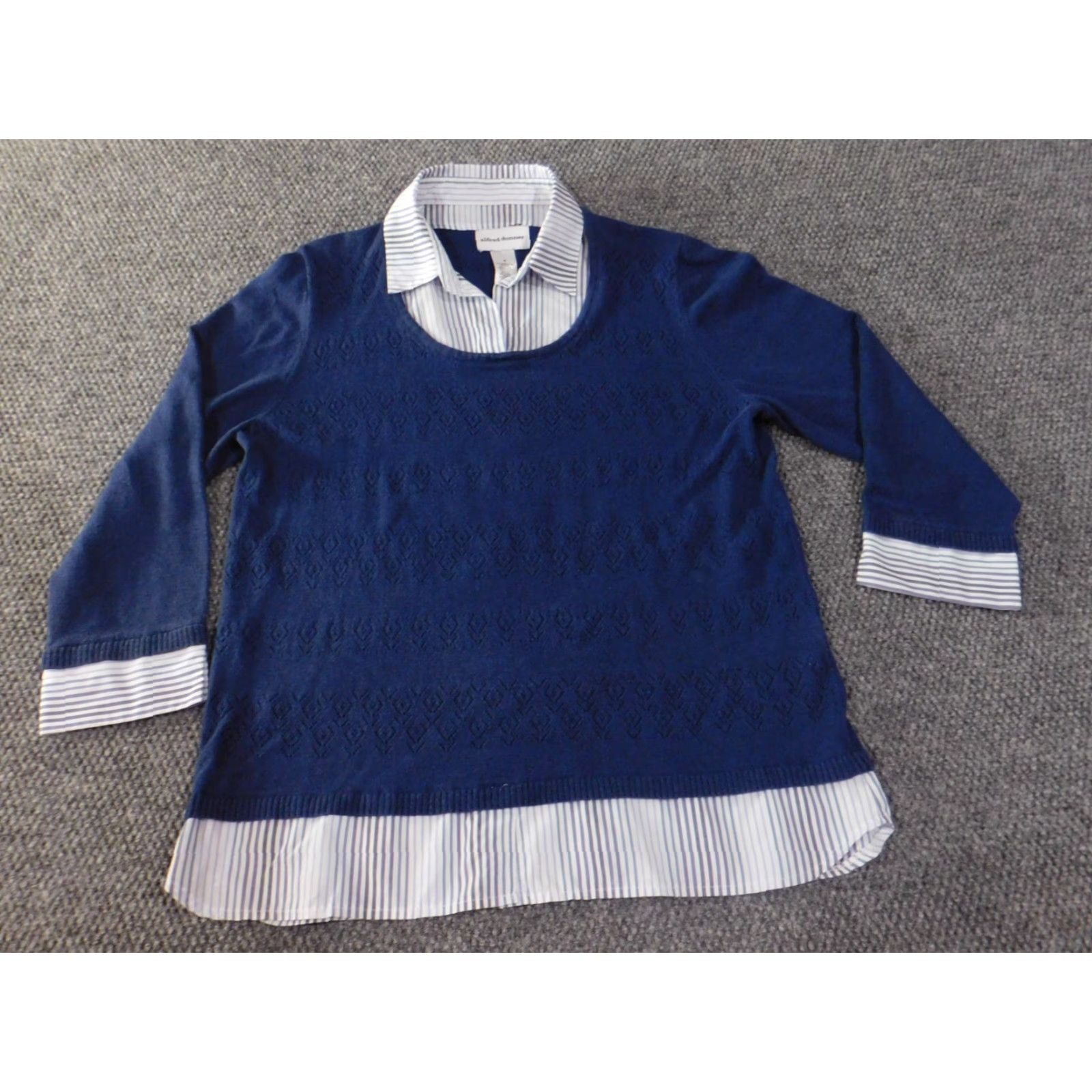 Vintage Alfred Dunner Sweater Medium Blue Pullover Raglan Sleeve Collared Knit Stretch Women M Size M / US 6-8 / IT 42-44 - 3 Thumbnail