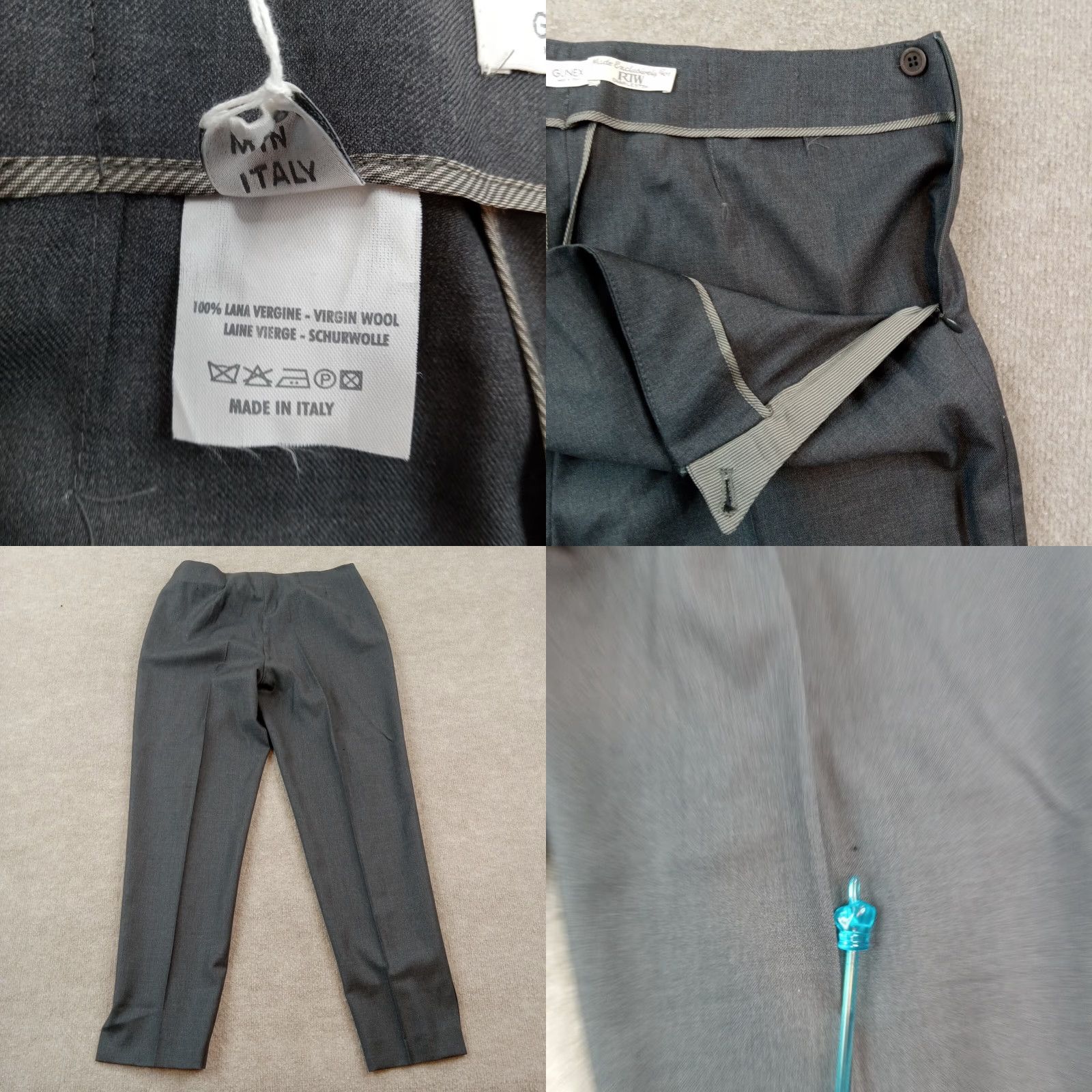 Vintage Gunex Women's Grey Wool Dress Pants Size 14 (35x27) Lightweight Straight Leg Size 35" - 8 Thumbnail