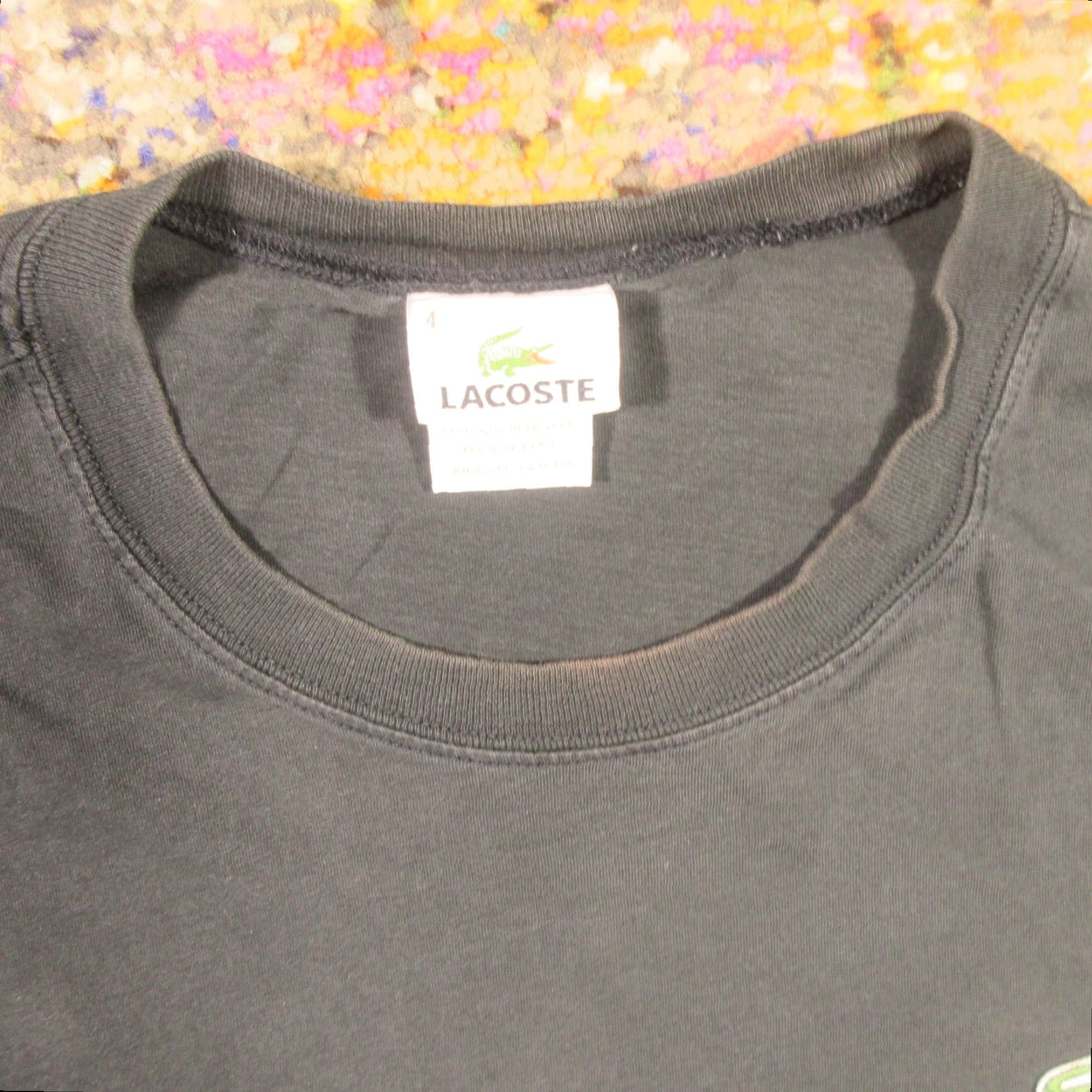 Lacoste Lacoste T-Shirt Long Sleeve Mens M Black Crew Neck Regular Fit Jersey with Small Holes - Vintage? (No) Size US M / EU 48-50 / 2 - 3 Thumbnail