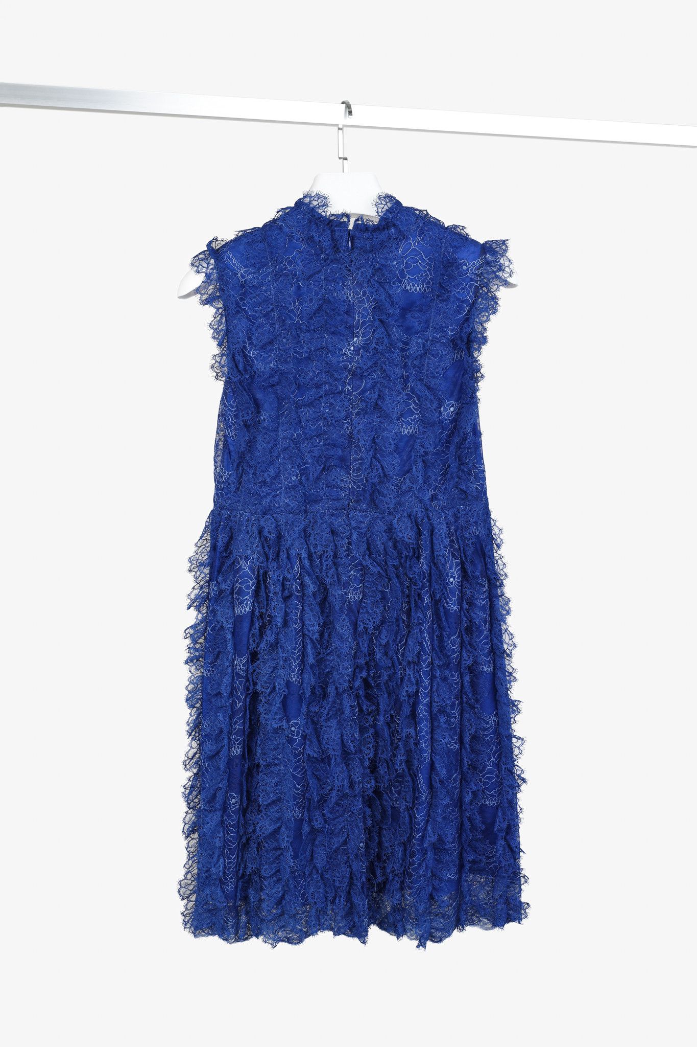 Givenchy Givenchy Cobalt-Blue Lace Ruffle Sleeveless Dress Size S / US 4 / IT 40 - 2 Thumbnail