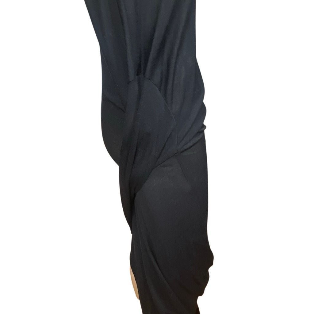 McQ Alexander McQueen Alexander McQueen McQ Black Ribbed Wool Bland Draped Midi Dress Size M (049) Size M / US 6-8 / IT 42-44 - 5 Thumbnail