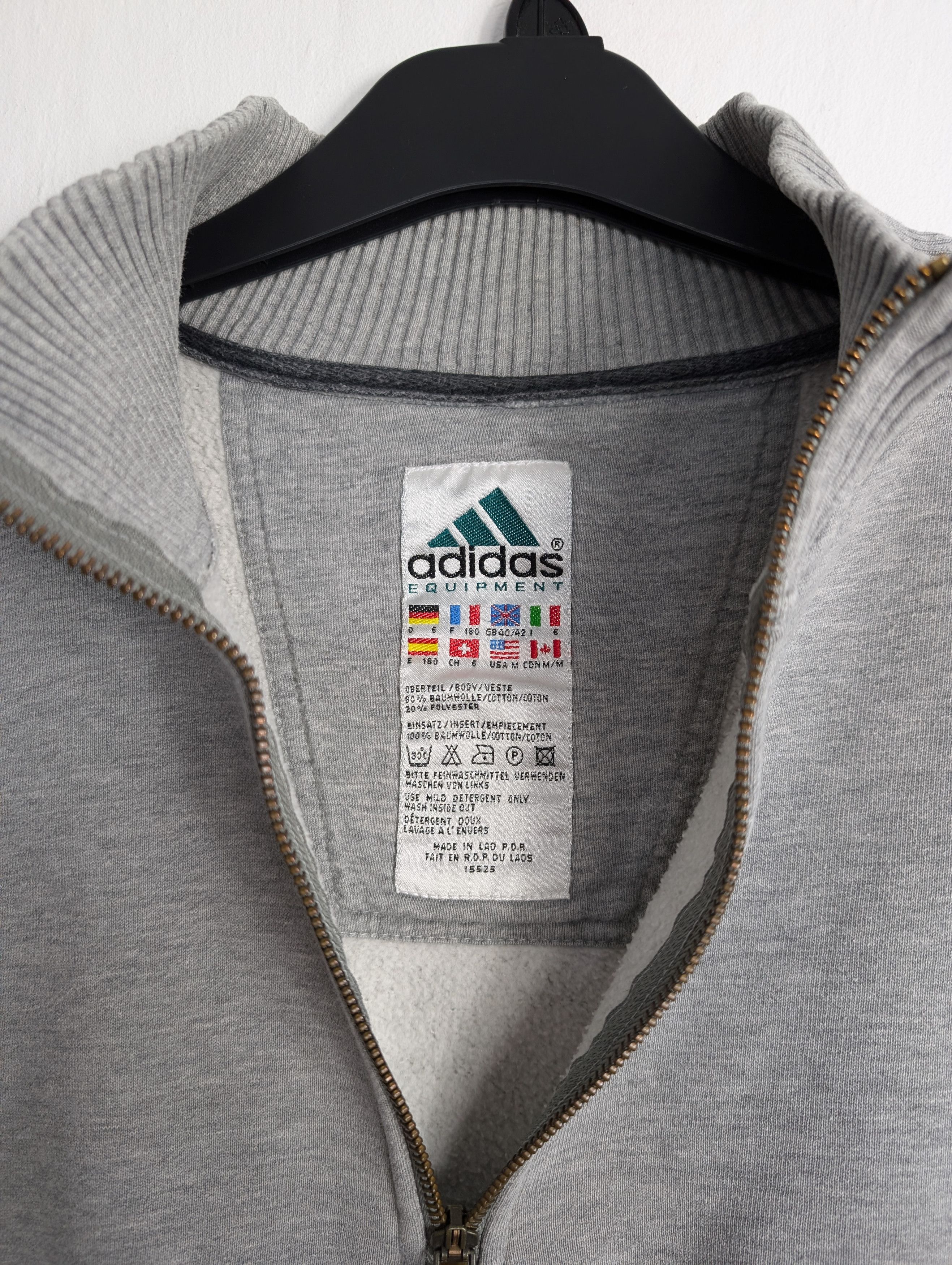 Adidas Vintage 90s Adidas Equipment 1/4 Zip Grey Sweatshirt Boxy Size US L / EU 52-54 / 3 - 4 Thumbnail