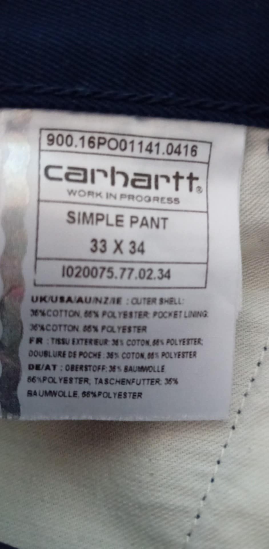 Carhartt Wip Carhartt WIP Simple Pant Blue sz 33x34 Size US 33 - 3 Thumbnail