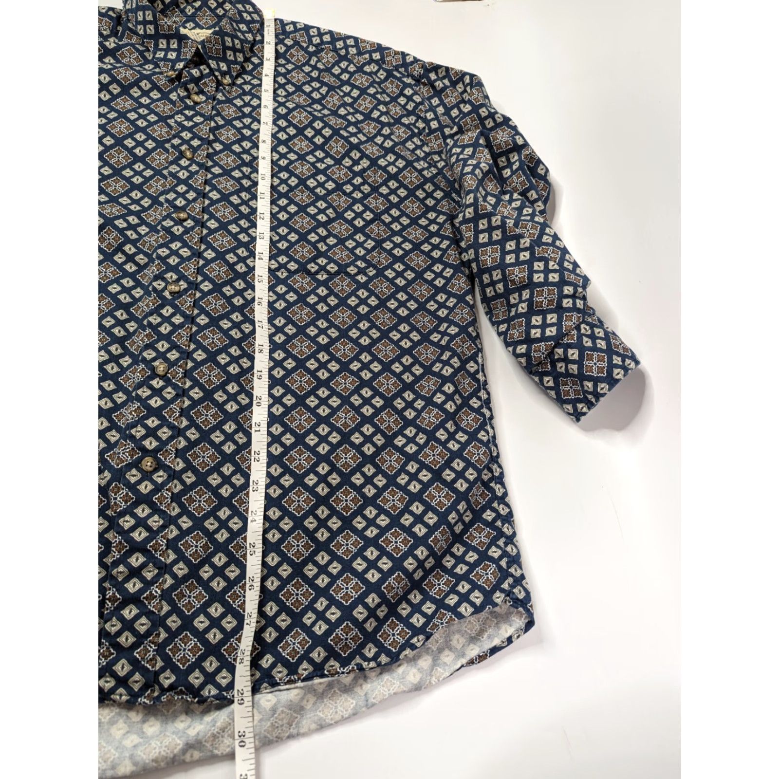 Vintage Natural Issue Button-Up Shirt Men L Blue Geometric Long Sleeve Casual Shirt Size US L / EU 52-54 / 3 - 7 Thumbnail