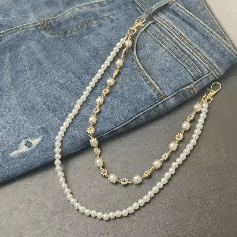 Other Ingemark Simple Imitation Pearl Rhinestone Waist Chain Pant Size ONE SIZE - 2 Thumbnail