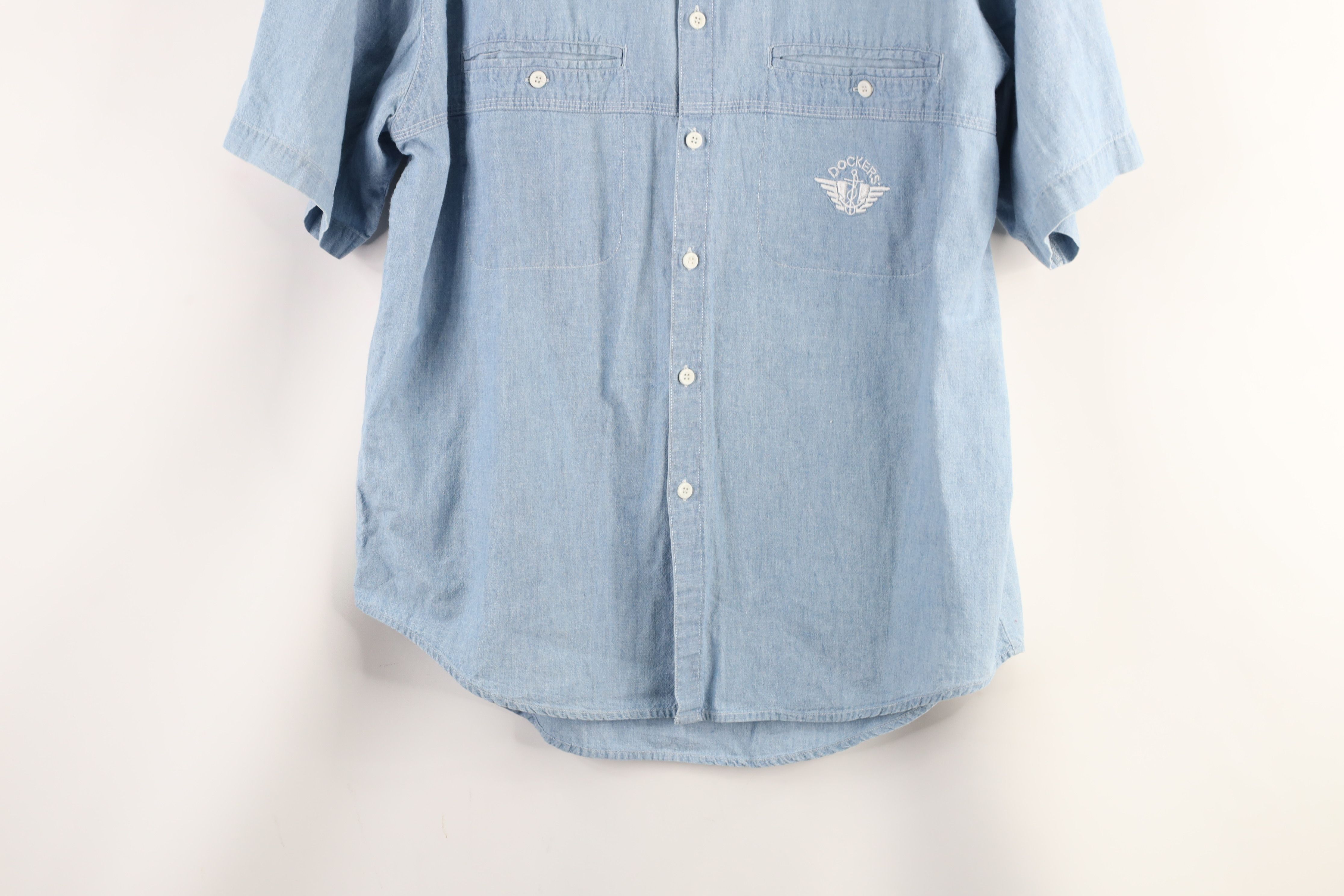 Vintage Vintage 90s Dockers Chambray Short Sleeve Button Shirt Size US M / EU 48-50 / 2 - 3 Thumbnail