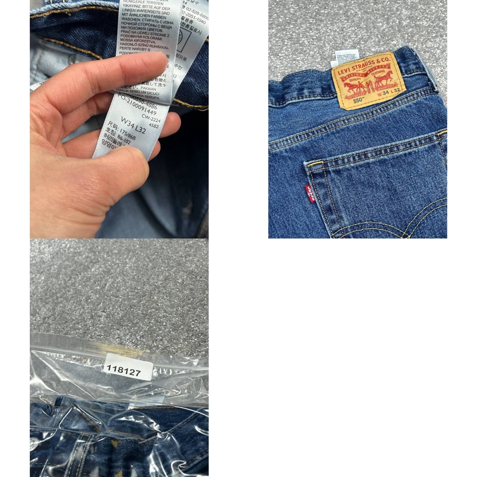 Levi's Levi's 550 Jeans Mens 34 Blue Denim Cotton Stretch Relaxed Fit Straight Leg 32x31 Size US 34 / EU 50 - 8 Thumbnail