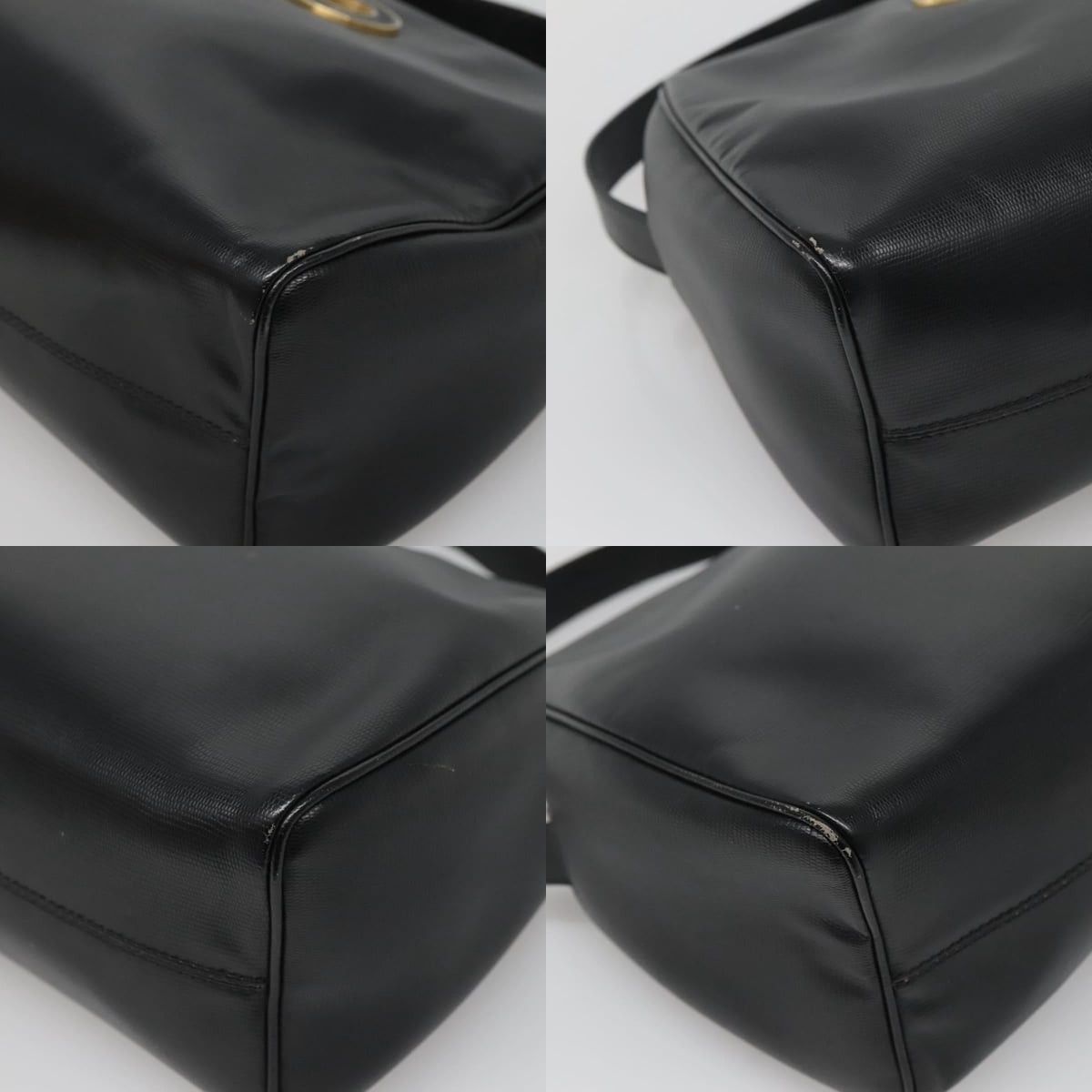 Celine CELINE Hand Bag Leather Black Gold Size ONE SIZE - 10 Thumbnail