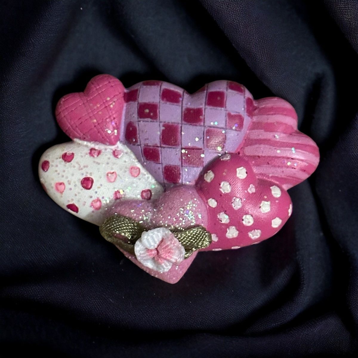 Vintage Vintage Valentines pink hearts brooch Size ONE SIZE - 1 Thumbnail