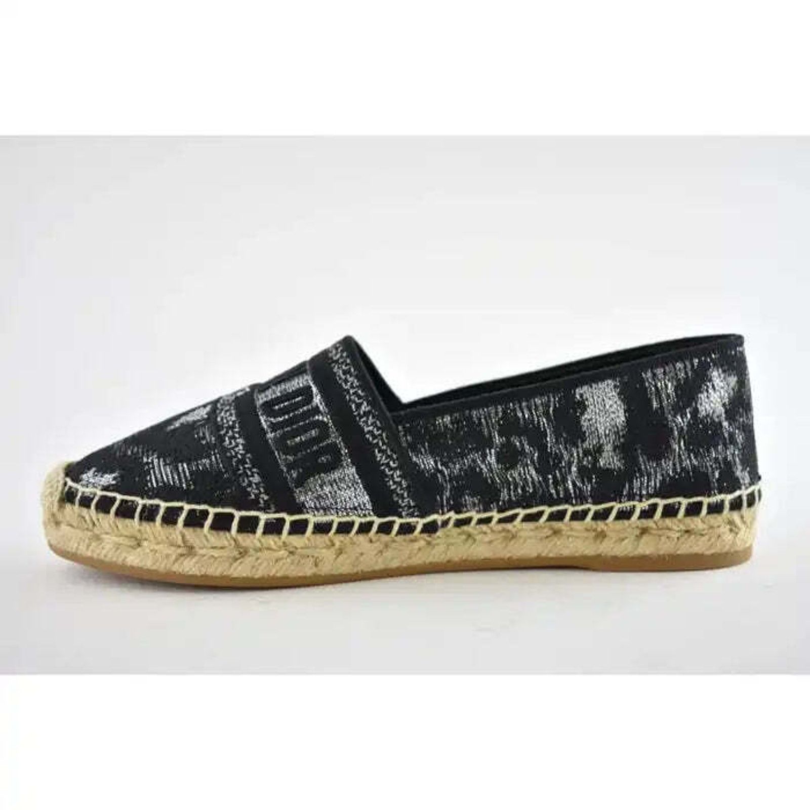 Dior Granville Mizza Lurex Embroidered Logo Espadrille Flat 37 Size US 7 / IT 37 - 9 Thumbnail