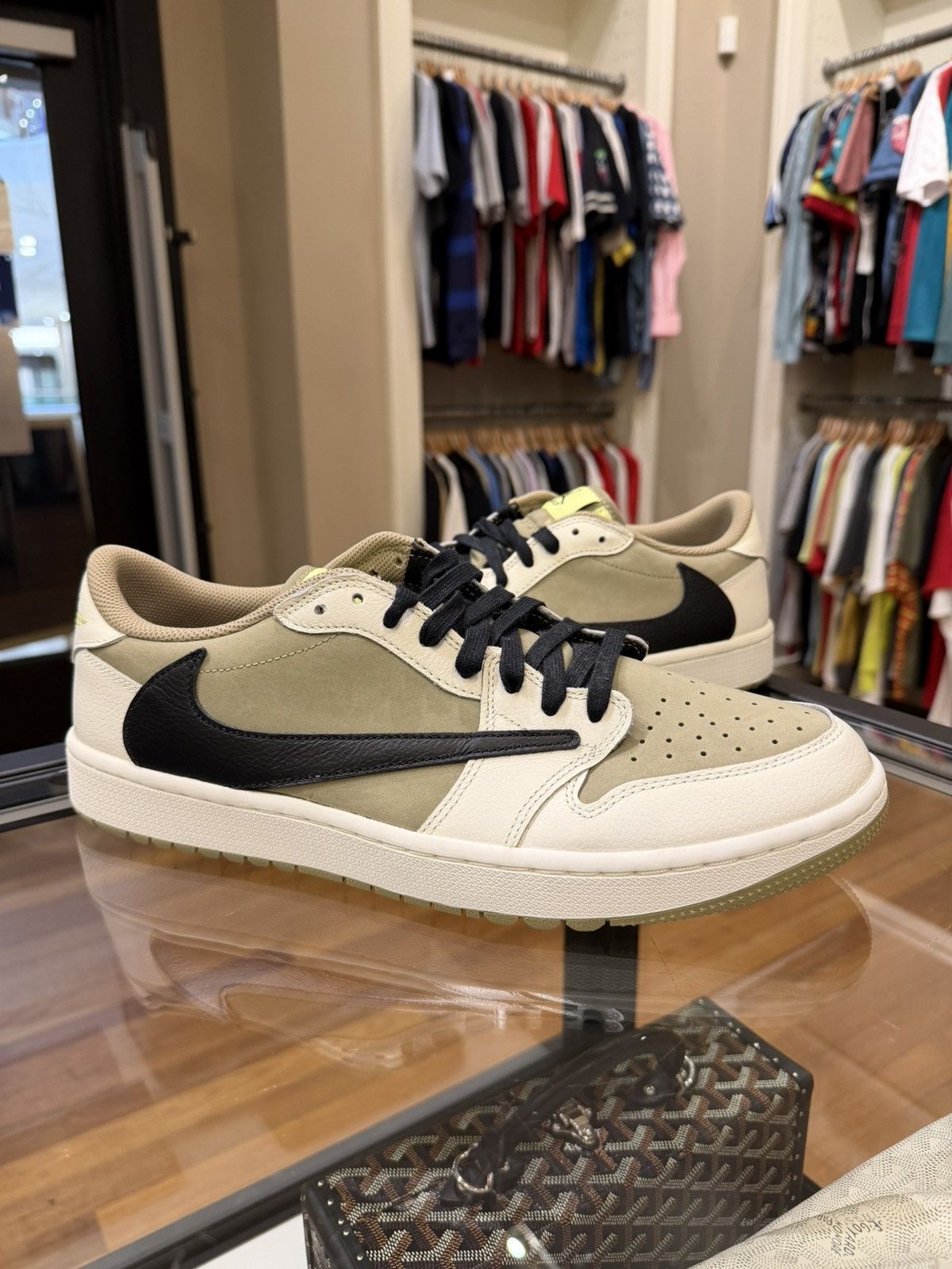 Jordan Brand × Travis Scott Travis Scott x Jordan 1 Retro Low Golf ‘Neutral Olive’ Size US 12.5 / EU 45-46 - 1 Thumbnail
