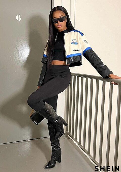 Other Women’s Cropped Racing Leather Jacket | Moto Biker Style Size M / US 6-8 / IT 42-44 - 13 Thumbnail