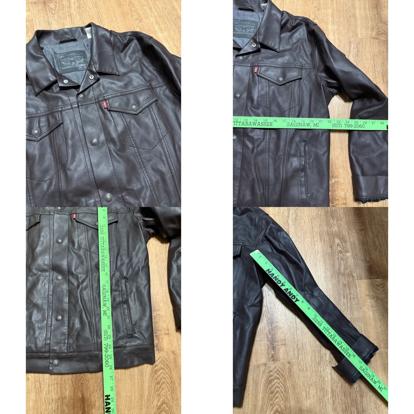 Levi's Levi's Jacket Trucker Motorcycle Faux Leather Brown XL Regular Mens Size XL FLAW Size US XL / EU 56 / 4 - 9 Thumbnail