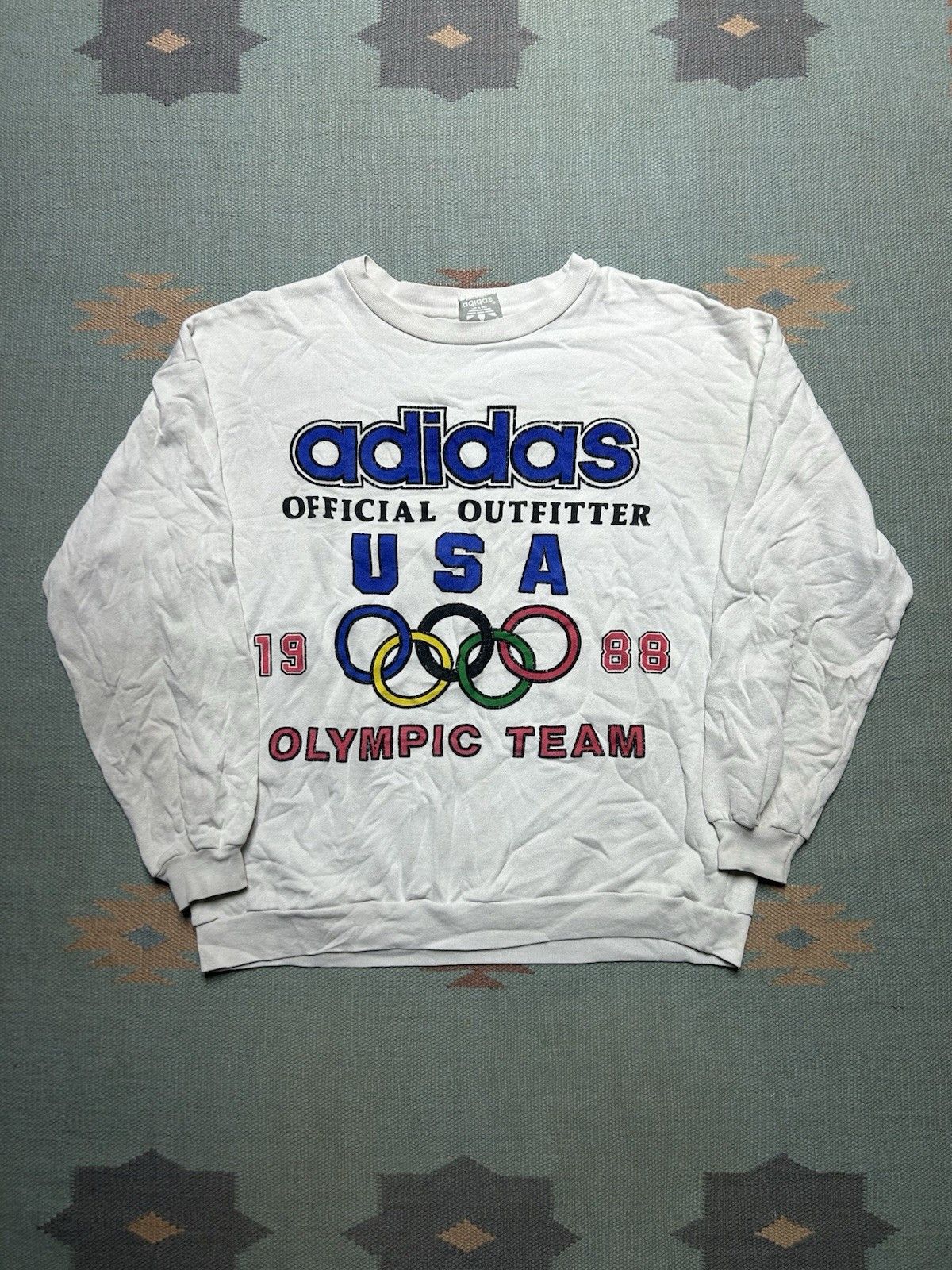 Vintage VTG 80s sweatshirt adidas USA Olympics 1988 made in USA L/XL Size US L / EU 52-54 / 3 - 1 Thumbnail