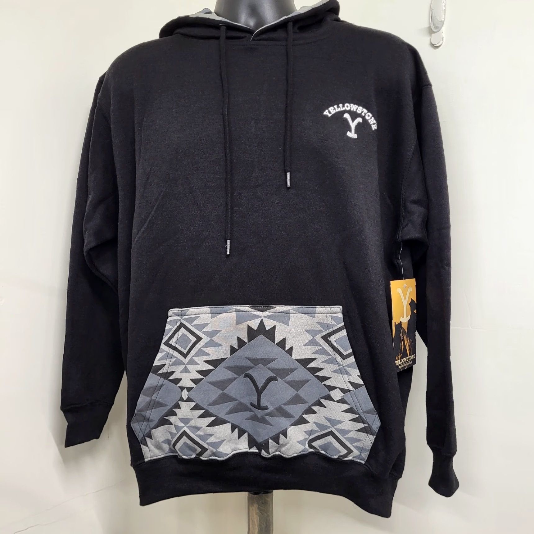 Logo 7 Yellowstone Dutton Ranch Logo Hoodie Mens Small Black Gray Southwestern Hoodie Graphic Print Pockets Western Cowboy Logo Pullover Reg Small Mens Size US S / EU 44-46 / 1 - 2 Thumbnail
