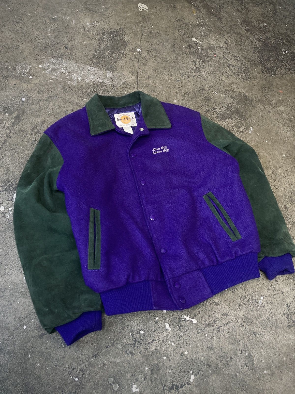 Hard Rock Cafe × Vintage Vintage 90s Hard Rock Café Leather & Wool Jacket Size US M / EU 48-50 / 2 - 3 Thumbnail