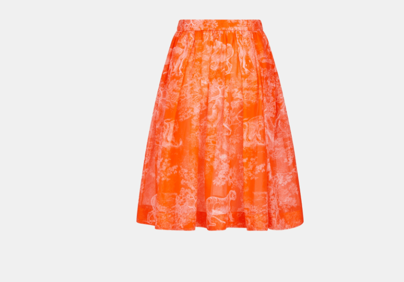 Dior o1w1db10525 241J90 Flared Skirt in Fluorescent Orange Size 25" / US 0 / IT 36 - 2 Thumbnail