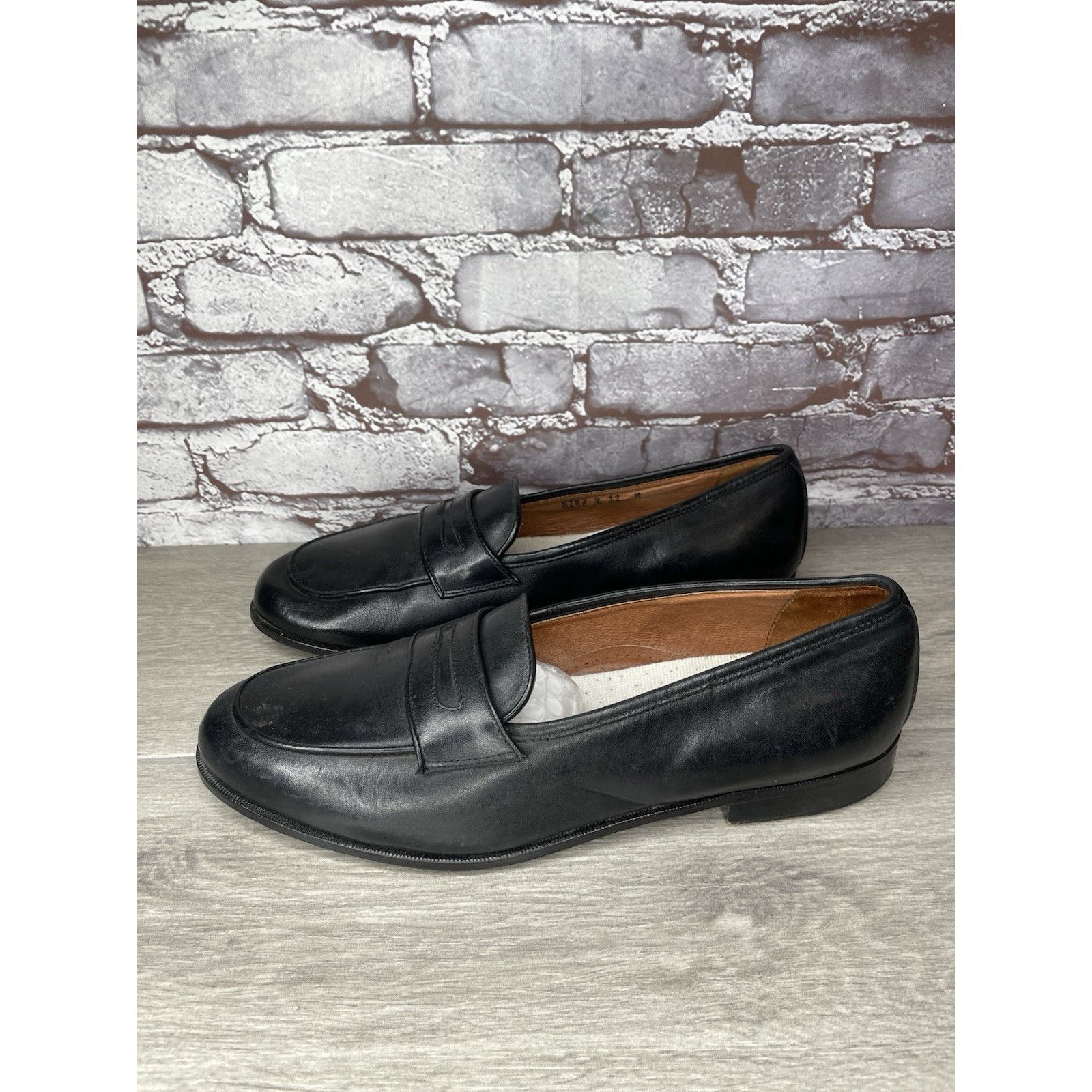 Paolo Mondo Paolo Mando Firenze Black Leather Penny Loafers Dress Shoes Size US 12 / EU 45 - 22 Thumbnail