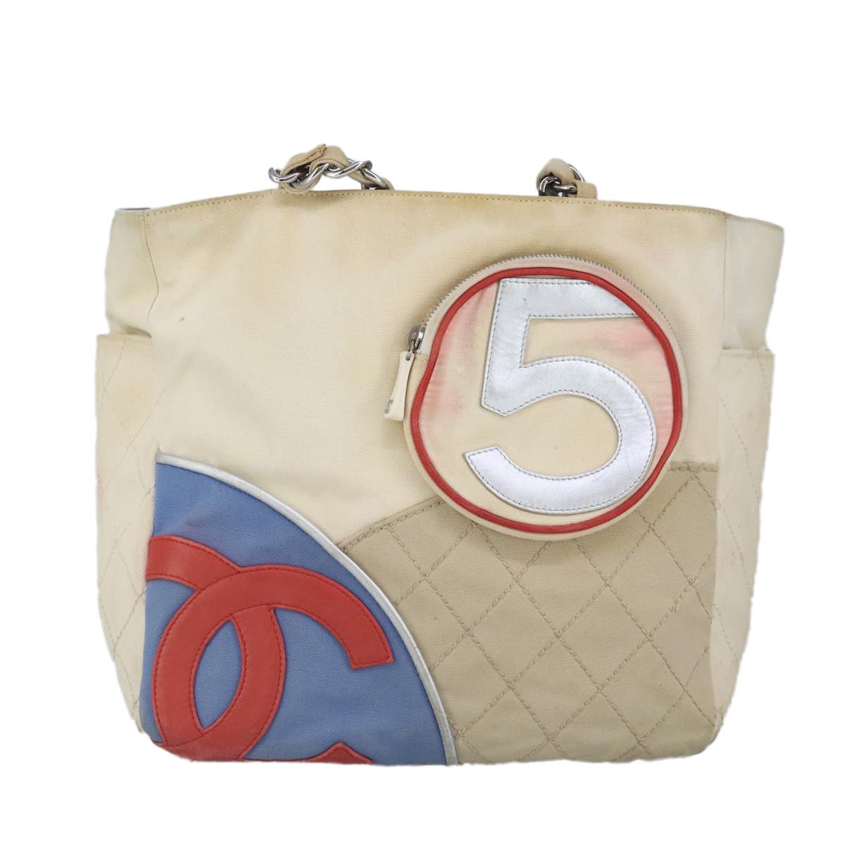 Chanel Numero 5 White Canvas Tote Bag (Pre-Owned) Size ONE SIZE - 1 Thumbnail