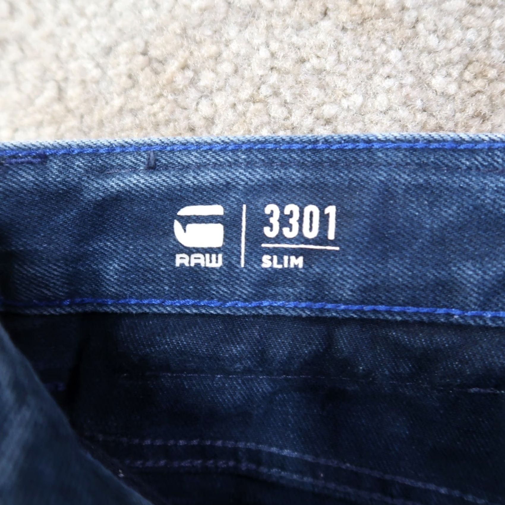 G-Star VINTAGE? No. G-Star RAW 3301 Jeans Men 38x36 Blue 3301 Slim Straight Stretch Whiskered Denim Button fly Size US 38 / EU 54 - 5 Thumbnail