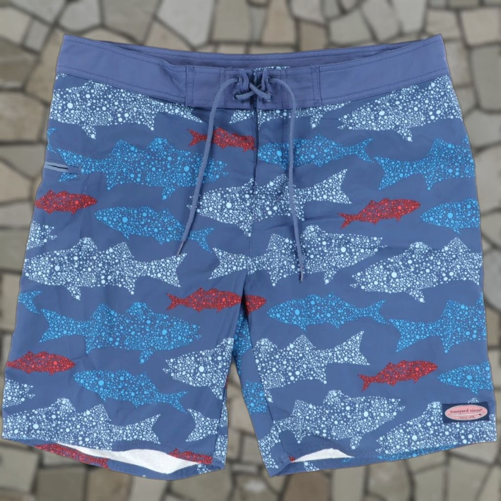 Vineyard Vines Vineyard Vines Fish Print Board Shorts Blue All Over Print Men's 36 Size US 36 / EU 52 - 1 Thumbnail