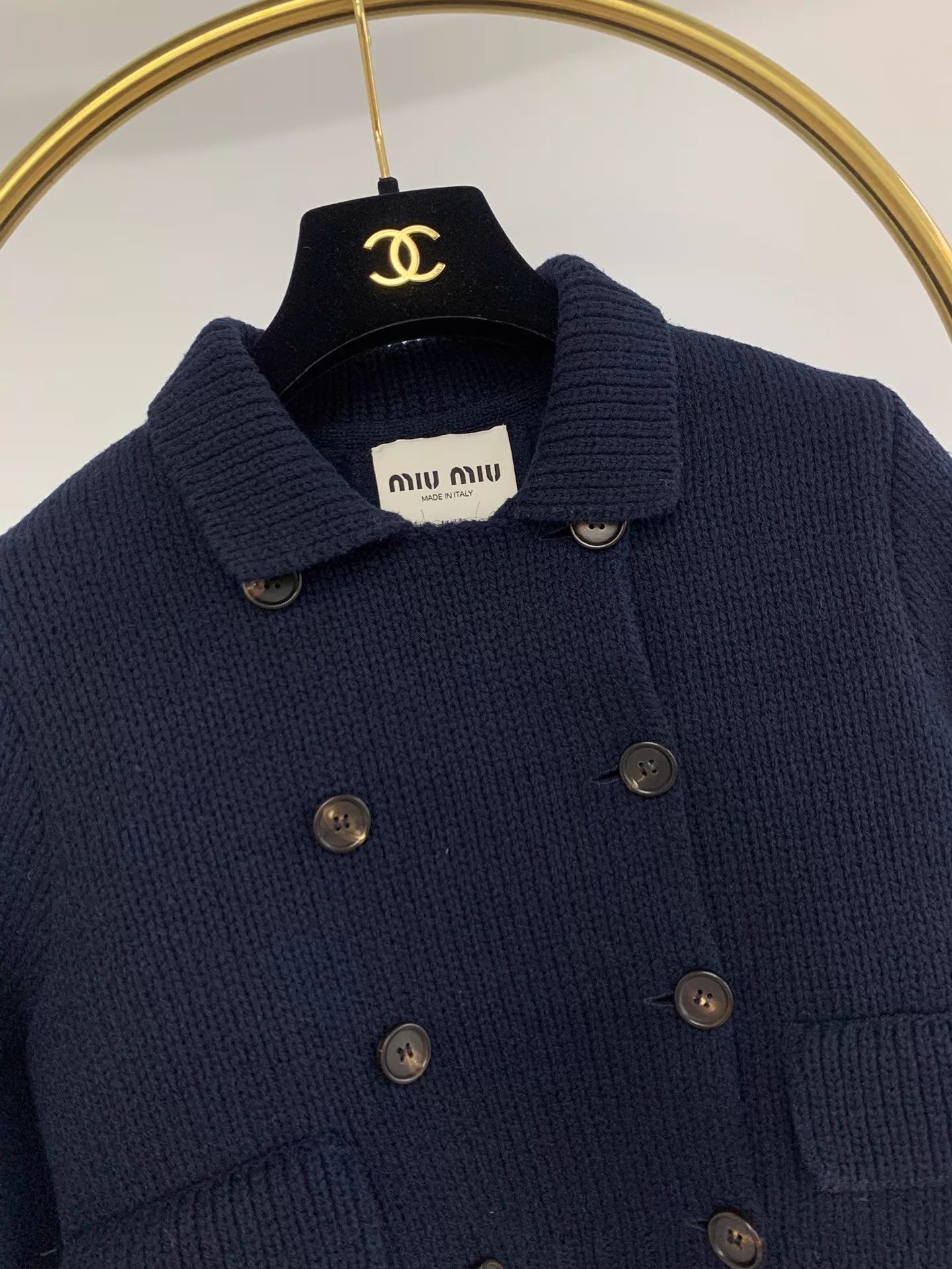 Miu Miu MIU MIU Navy Blue Wool Short Jacket Size 40 New Size S / US 4 / IT 40 - 2 Thumbnail