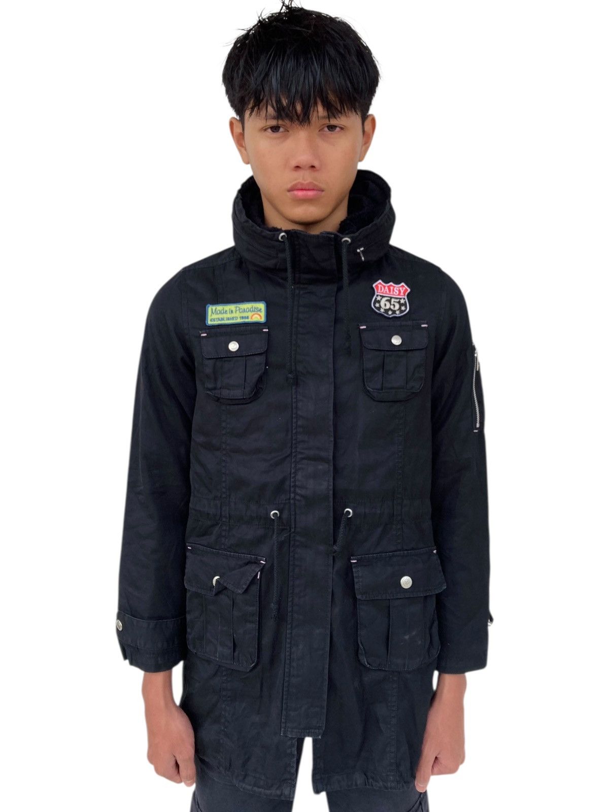 Japanese Brand 2000s Daisy Lovers - Black Cargo Jacket Hidden Hoodie Size M / US 6-8 / IT 42-44 - 1 Thumbnail