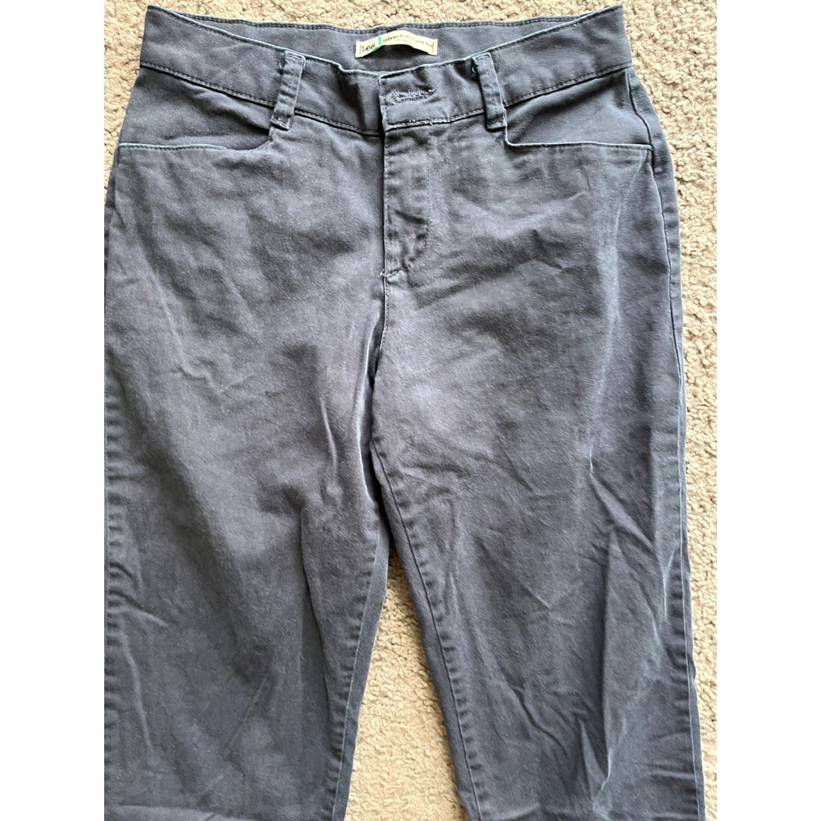 Lee LEE Chino Pants Women Regular Small/Size 4 Short Blue Straight Leg Cotton Blend Belt Loops Pockets Vintage No Size 27" / US 4 / IT 40 - 2 Thumbnail