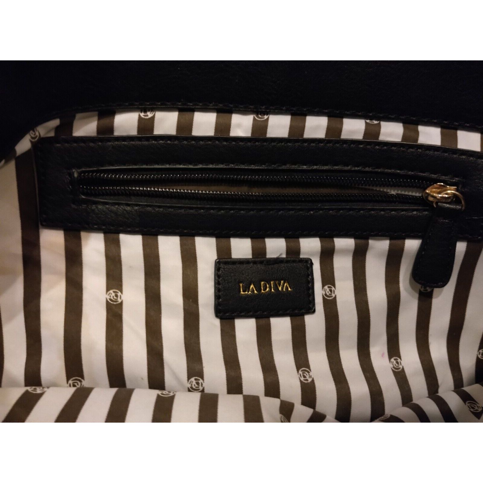 The Unbranded Brand LaDiva DV Black Leather Faux Fur Handbag Large 18" x 12" Size ONE SIZE - 7 Thumbnail
