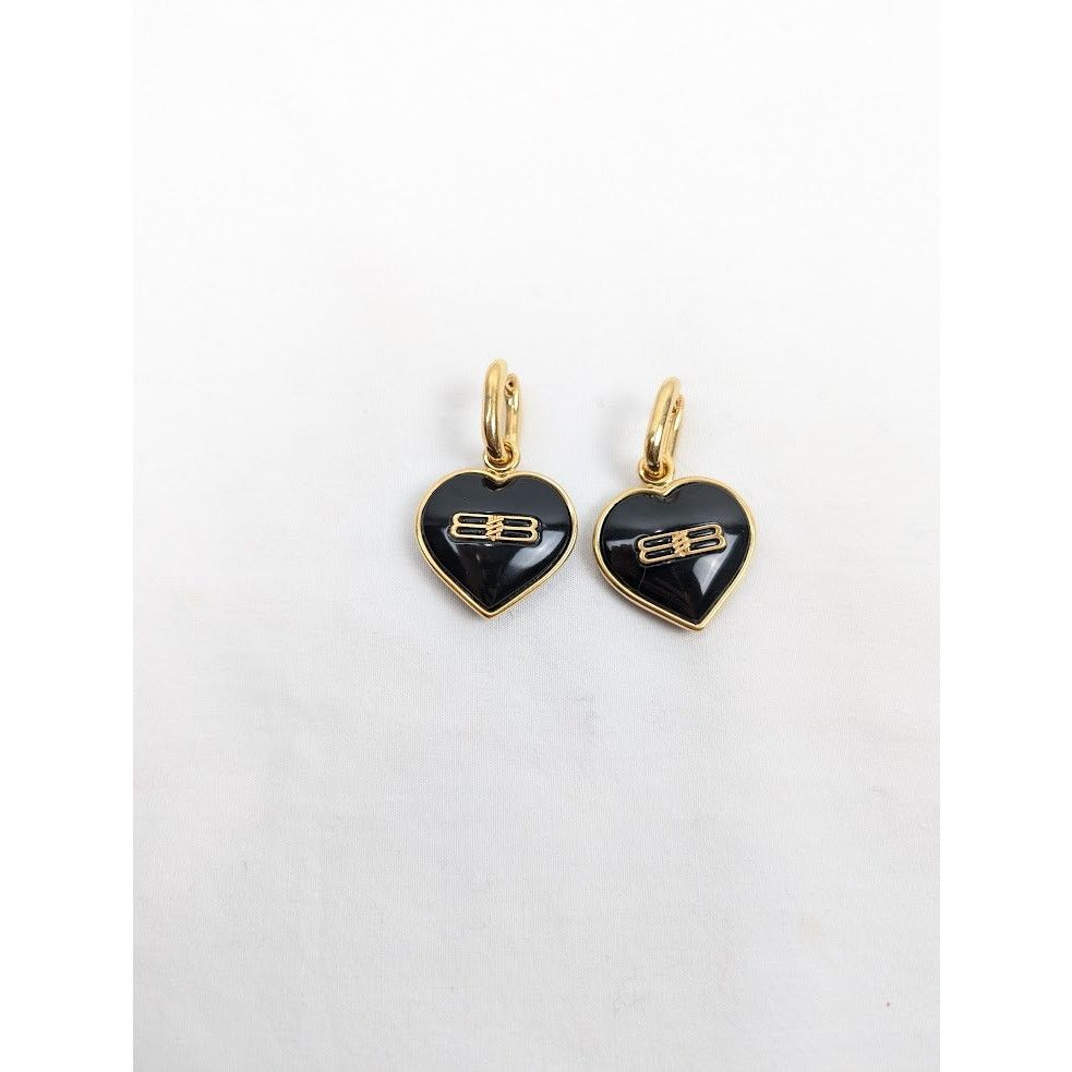 Balenciaga o1rshd1 Q:2 / Size: OS / Heart Earrings In Black Size ONE SIZE - 1 Thumbnail
