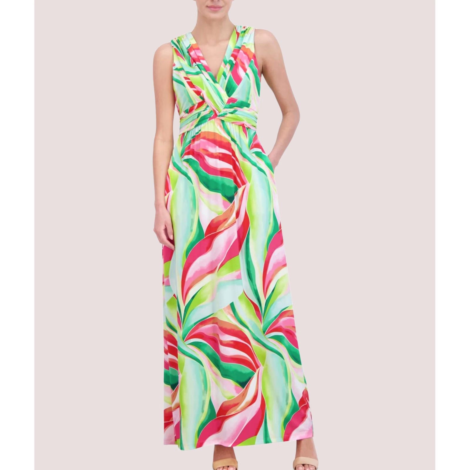 Vintage Jessica Howard Womens Maxi Dress darkpink 8 Abstract Knot-Front Size M / US 6-8 / IT 42-44 - 1 Thumbnail