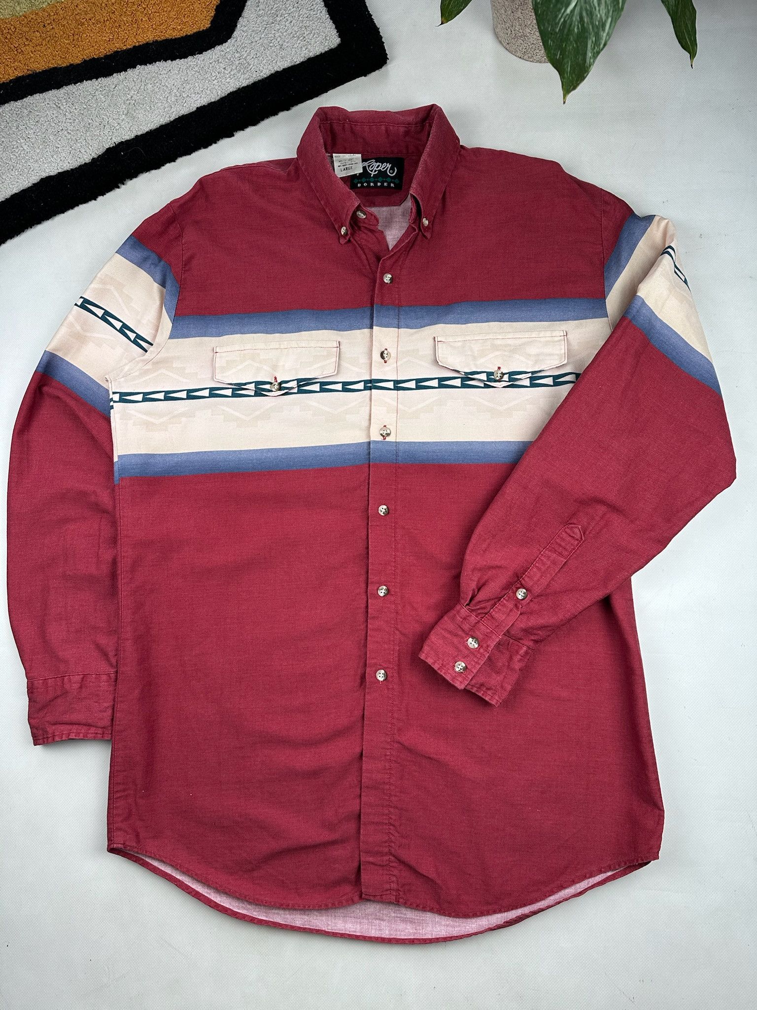 Roper Vintage 90's Roper Southwest Western Wear Cowboy Shirt Size US L / EU 52-54 / 3 - 2 Thumbnail