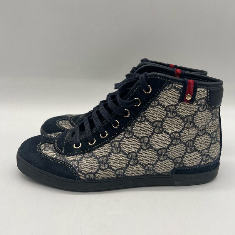 Gucci Gucci Logo High-Top Casual Sneakers in Brown and Black Size US 5.5 / EU 38 - 1 Thumbnail